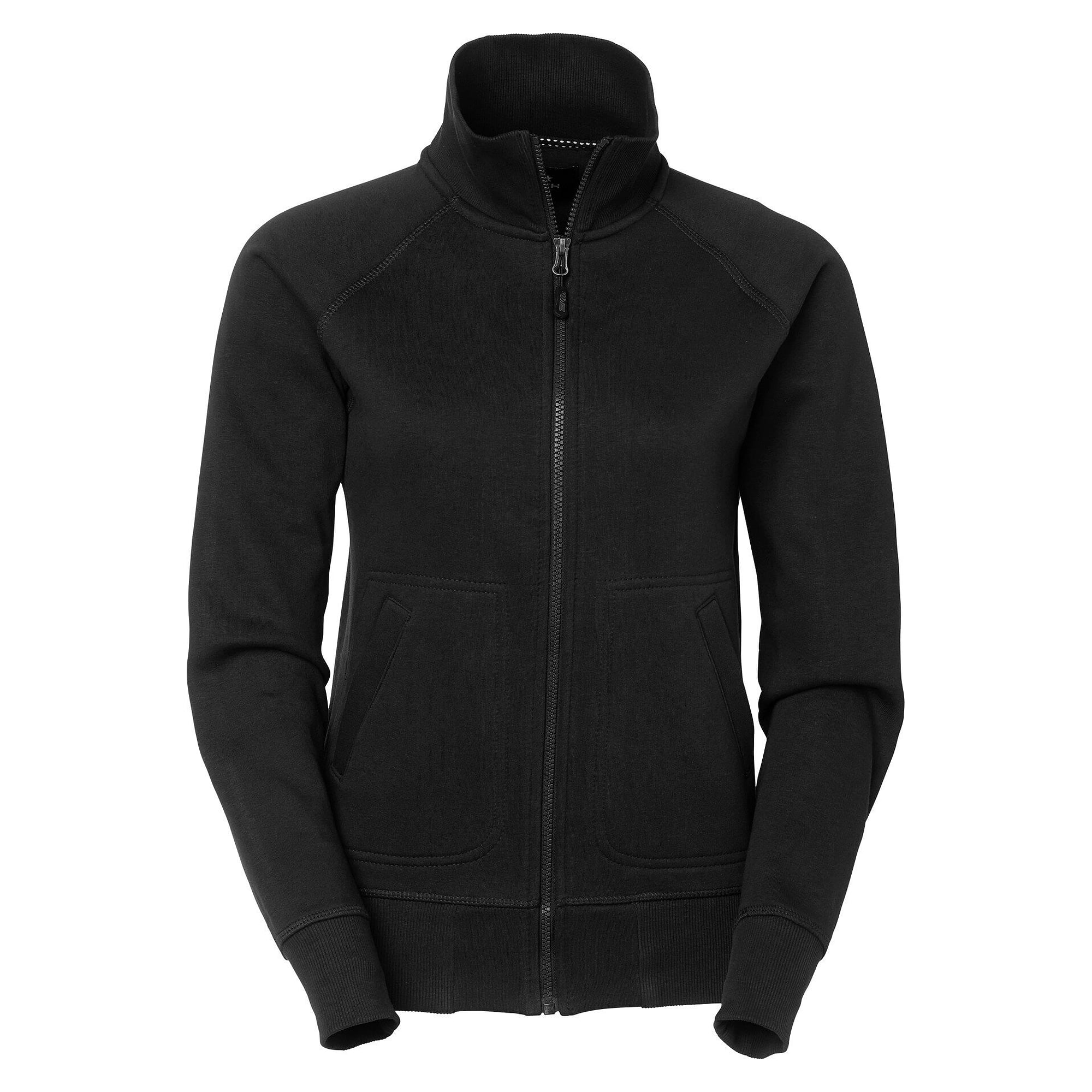 Zip sweat jacket Savannah in women's cut with raglan sleeves and brushed inside, black - South West 1000228001