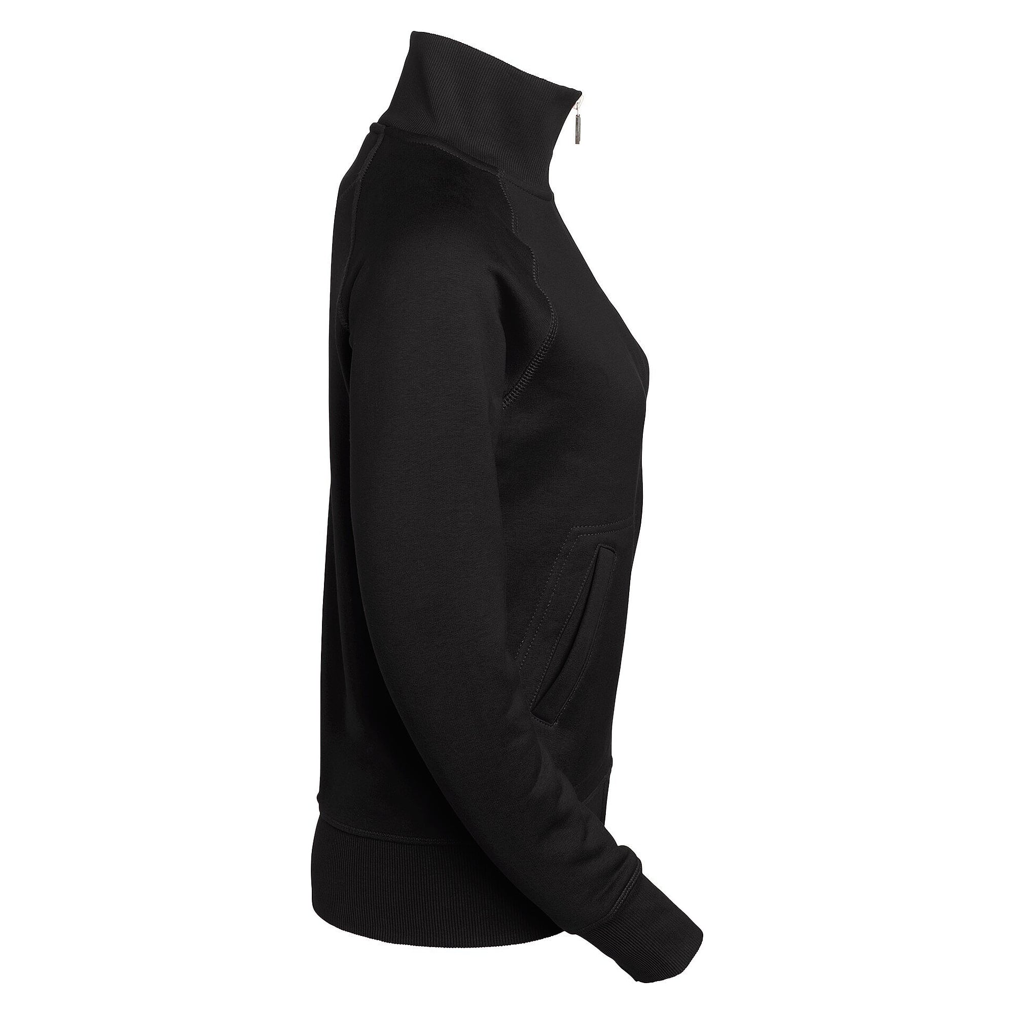 Zip sweat jacket Savannah in women's cut with raglan sleeves and brushed inside, black - South West 1000228001