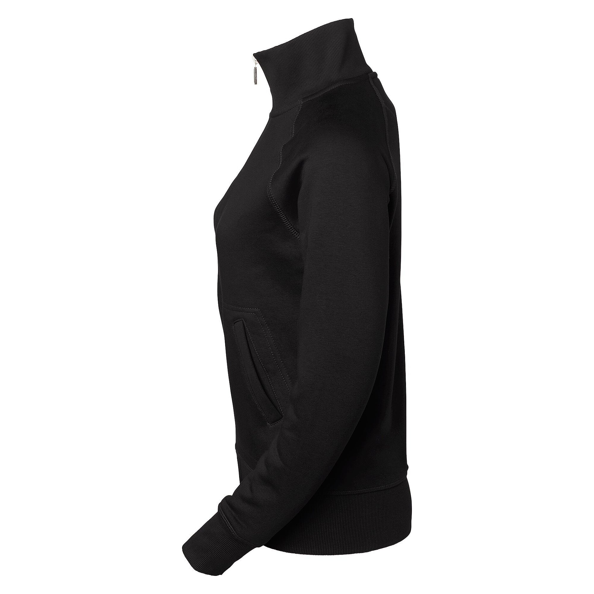 Zip sweat jacket Savannah in women's cut with raglan sleeves and brushed inside, black - South West 1000228001