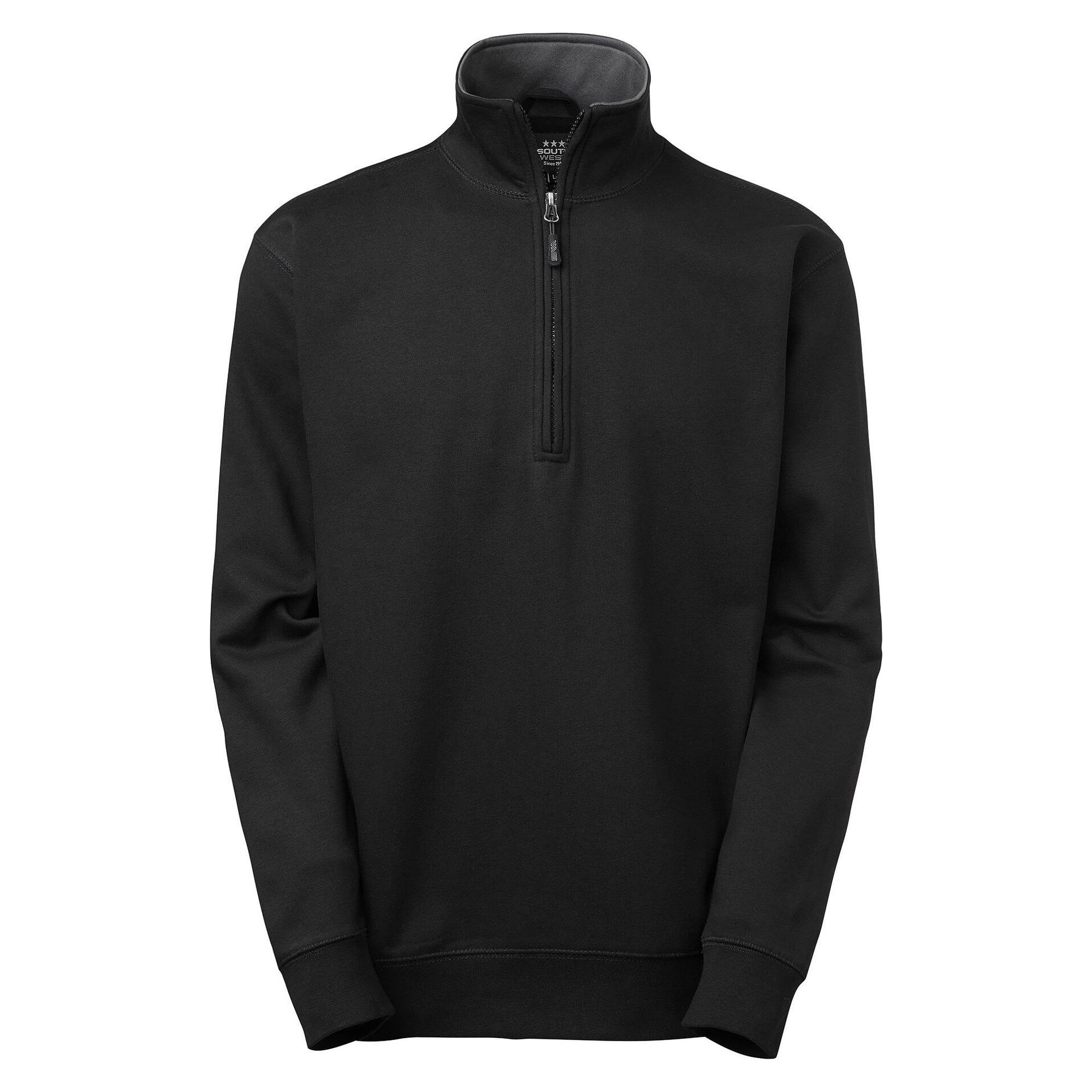Half-zip sweatshirt Webber with high neck and contrast panels, men, black/grey - South West 1000230901