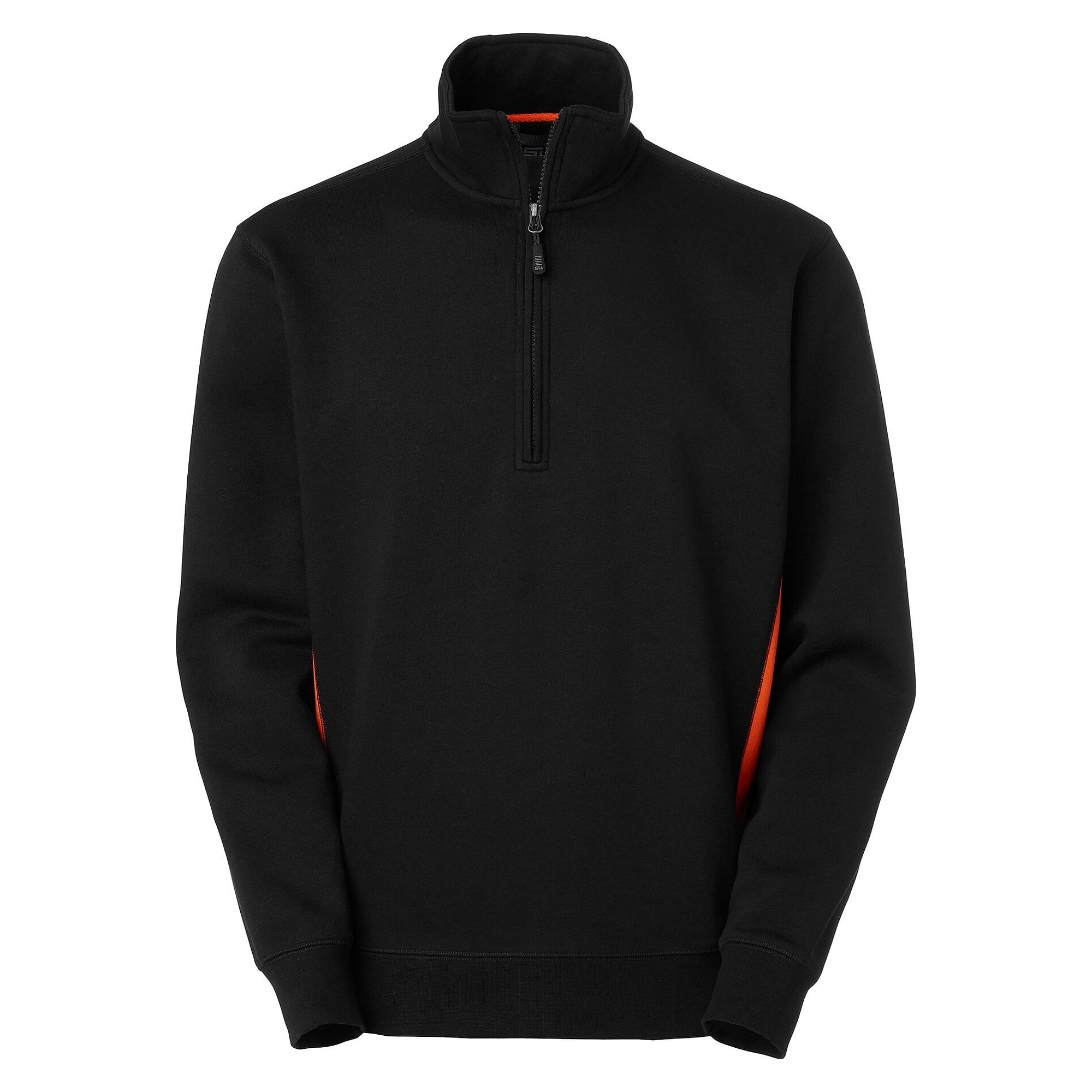 Sweat-shirt demi-zip Webber à col montant et empiècements contrastés, homme, noir/orange - South West 1000230916