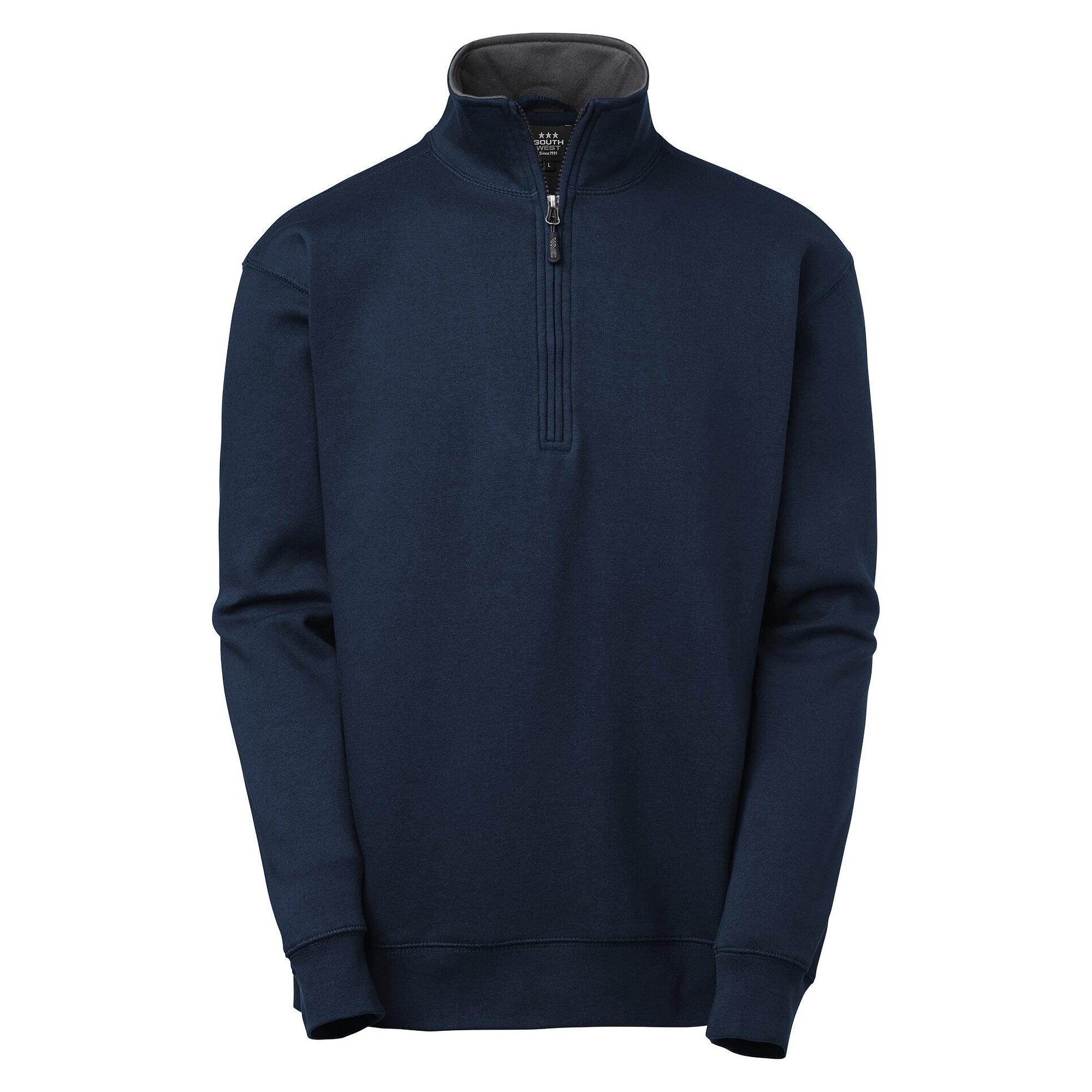 Sweat-shirt demi-zip Webber à col montant et empiècements contrastés, homme, bleu marine/gris - South West 1000230954