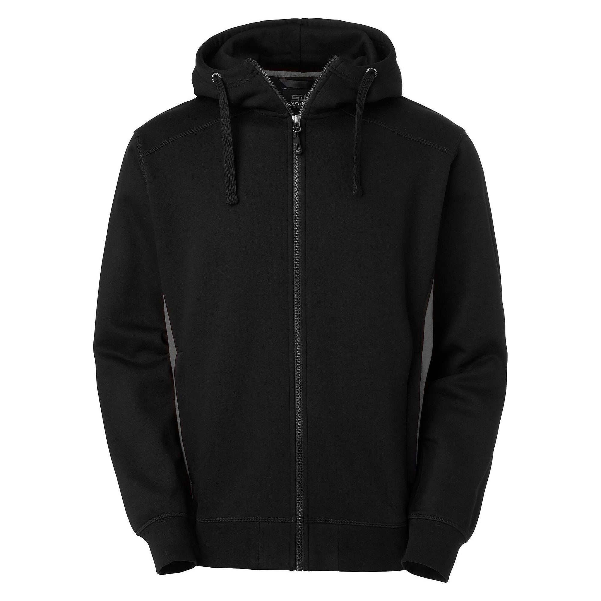 Kapuzen-Sweatjacke Franklin mit Full-Zip und Kontrasteinsätzen, Herren, schwarz/grau - South West 1000231901