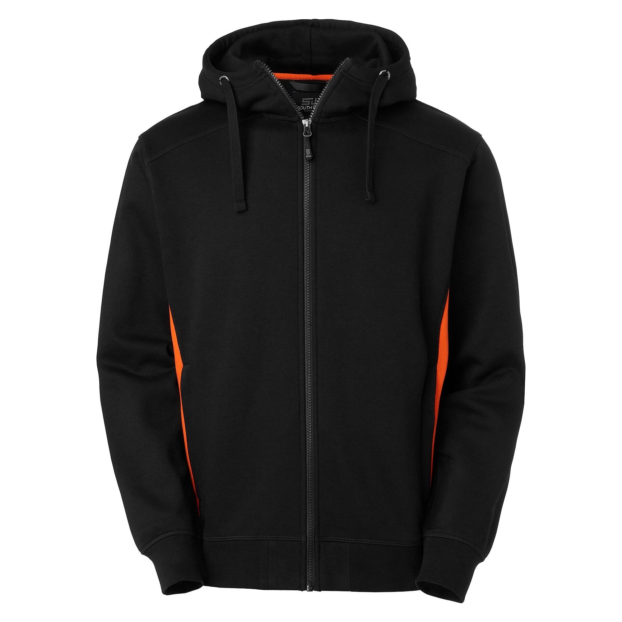 Veste sweat à capuche Franklin zip intégral avec empiècements contrastés, homme, noir/orange - South West 1000231916
