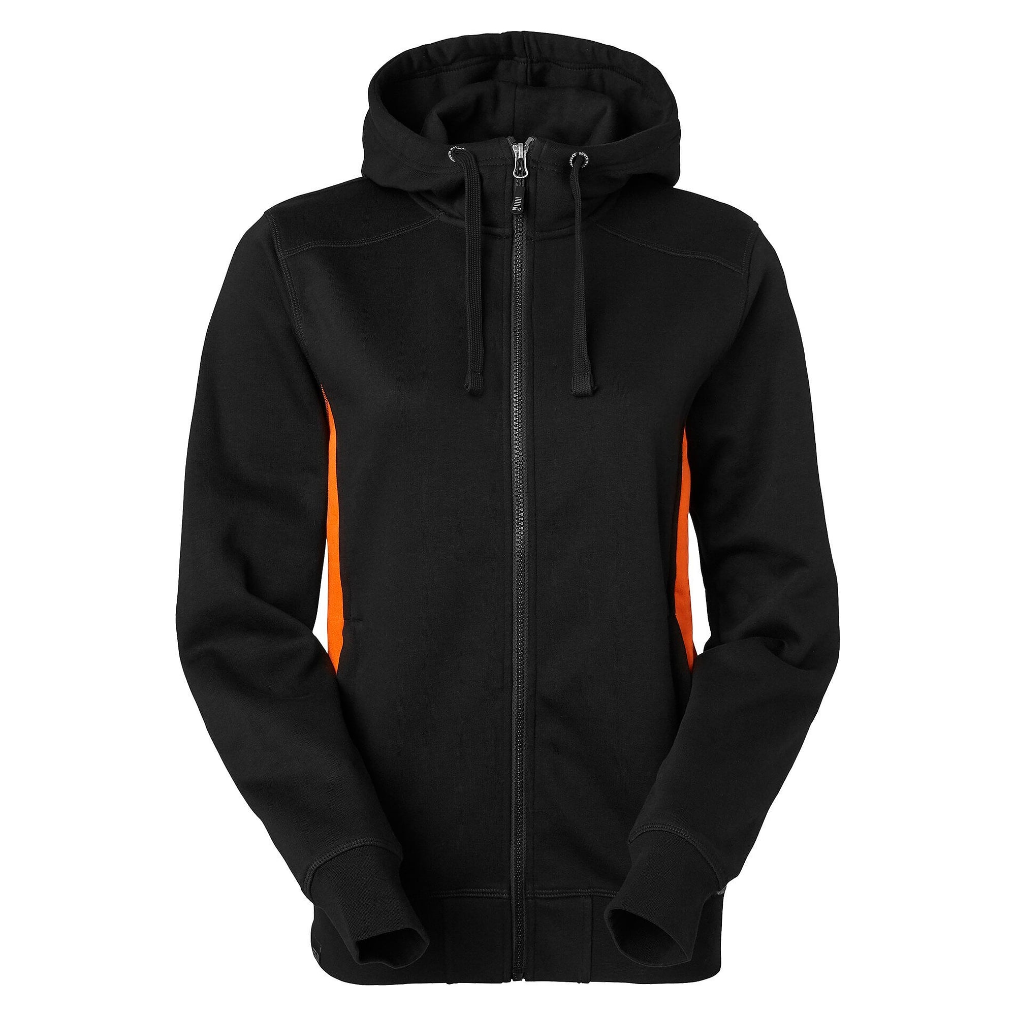 Kapuzen-Sweatjacke Ava mit Full-Zip und Kontrasteinsätzen, Damen, schwarz/orange - South West 1000232916