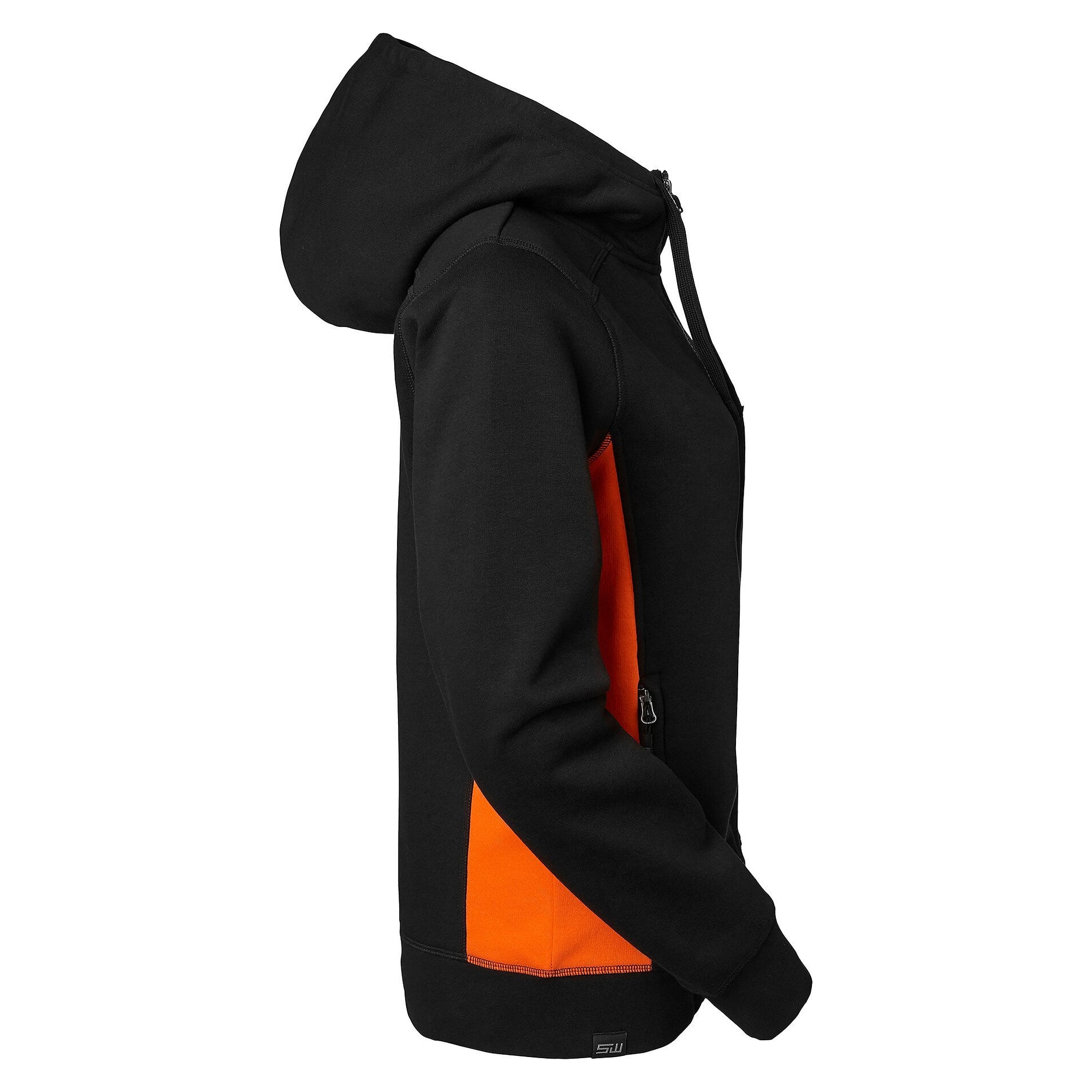 Kapuzen-Sweatjacke Ava mit Full-Zip und Kontrasteinsätzen, Damen, schwarz/orange - South West 1000232916