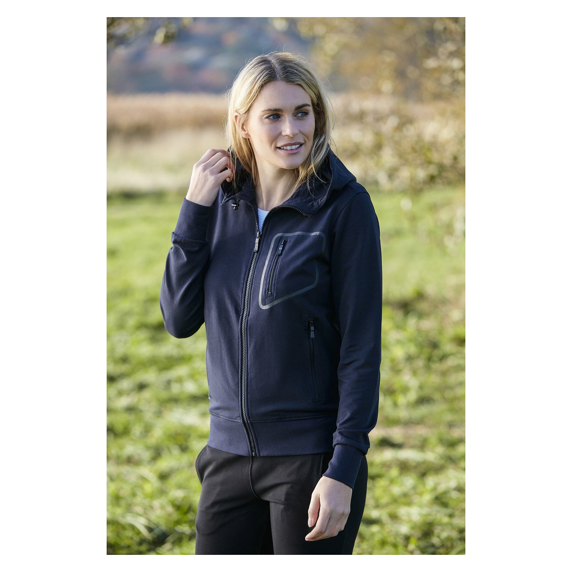 Veste sweat à capuche zippée femme Mia avec stretch, bleu marine - South West 1000238403