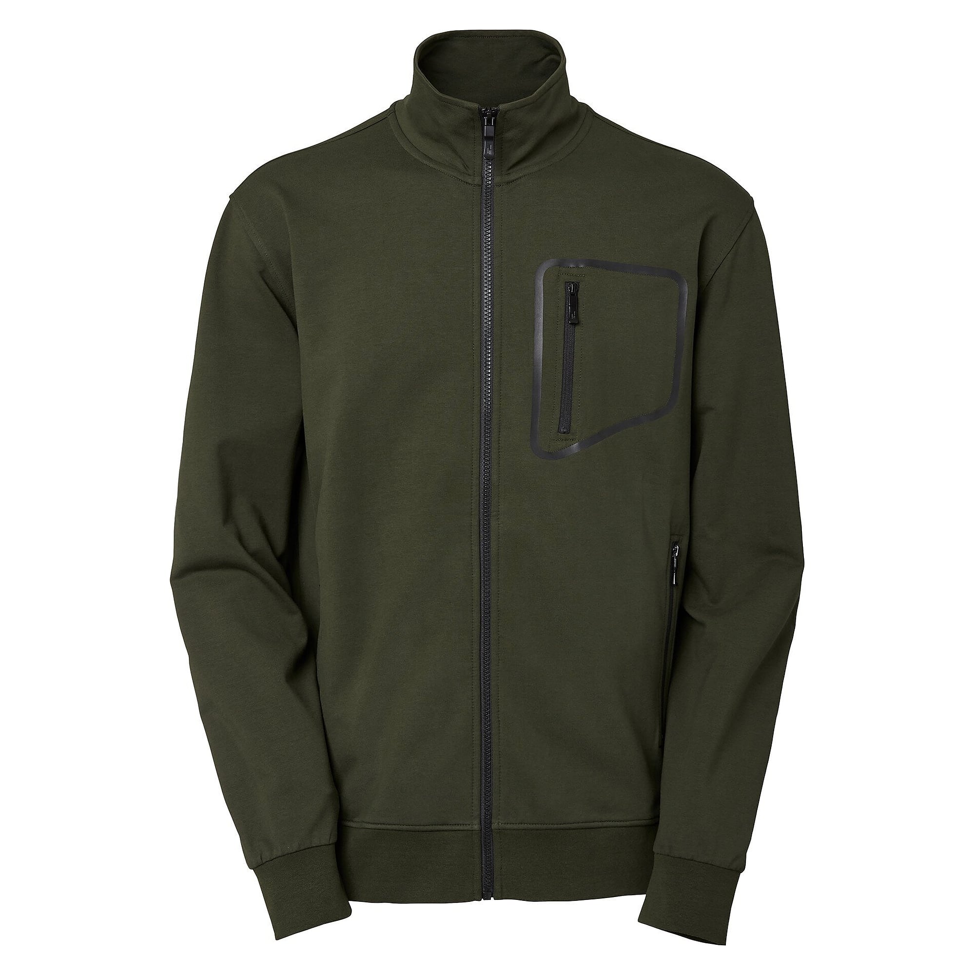 Veste sweat zippée Nick homme à col montant en coton stretch, olive foncé - South West 1000243303