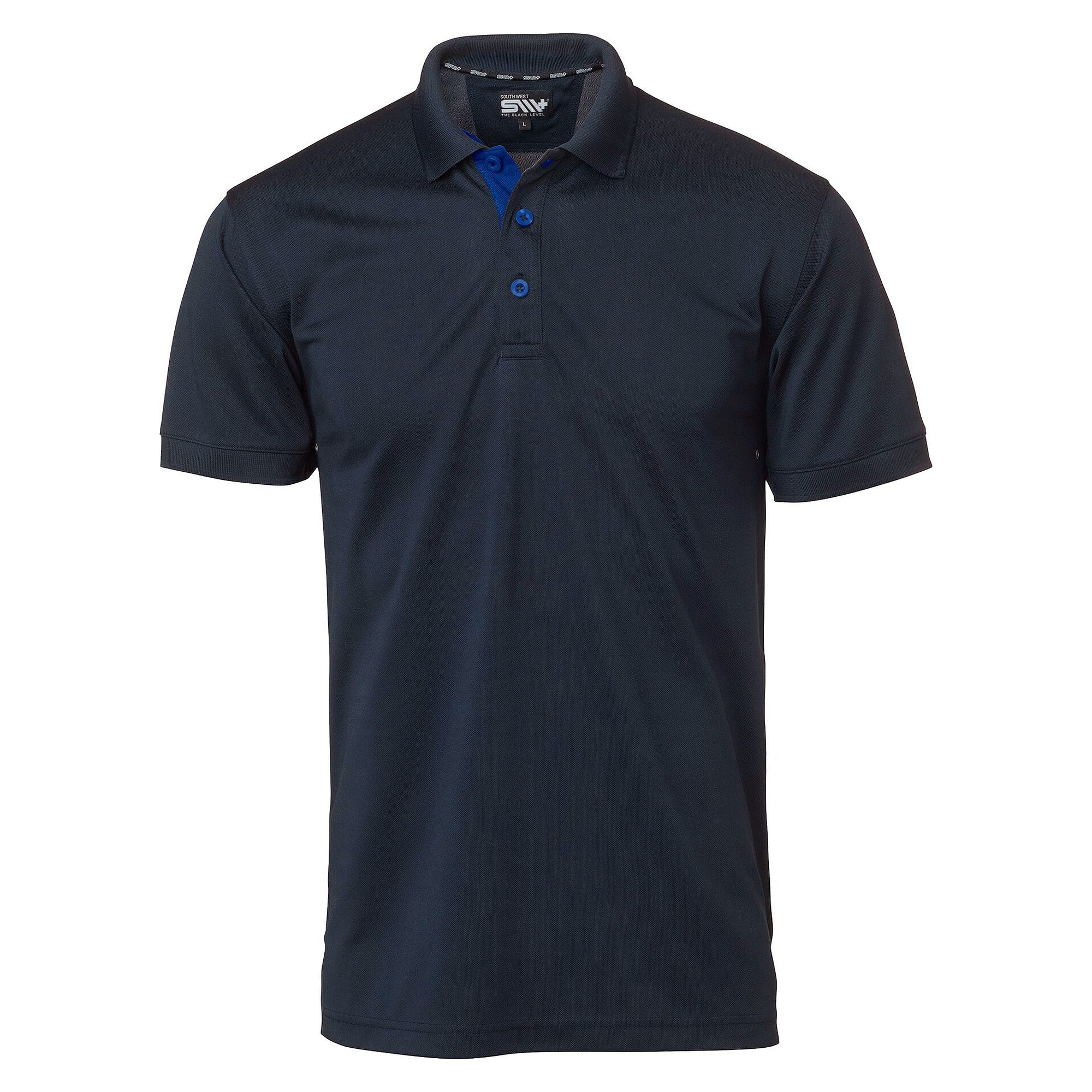 Polo piqué homme Somerton en polyester, œillets d'aération et boutons contrastés, bleu marine - South West 1000324403
