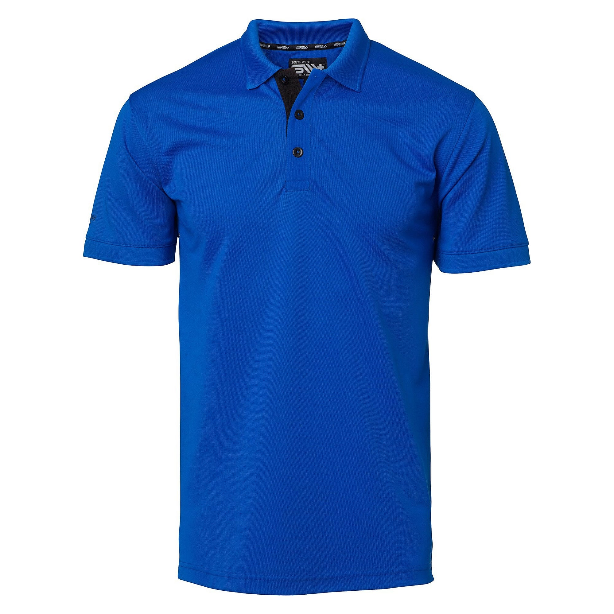 Somerton men's polyester piqué polo with ventilation eyelets and contrast buttons, cobalt blue - South West 1000324436