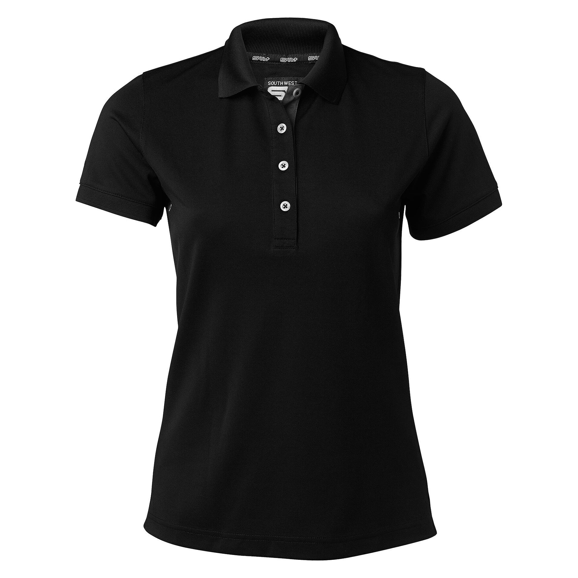 Piqué-Poloshirt Sandy im Damenschnitt aus Polyester mit Belüftungsösen, schwarz - South West 1000325001