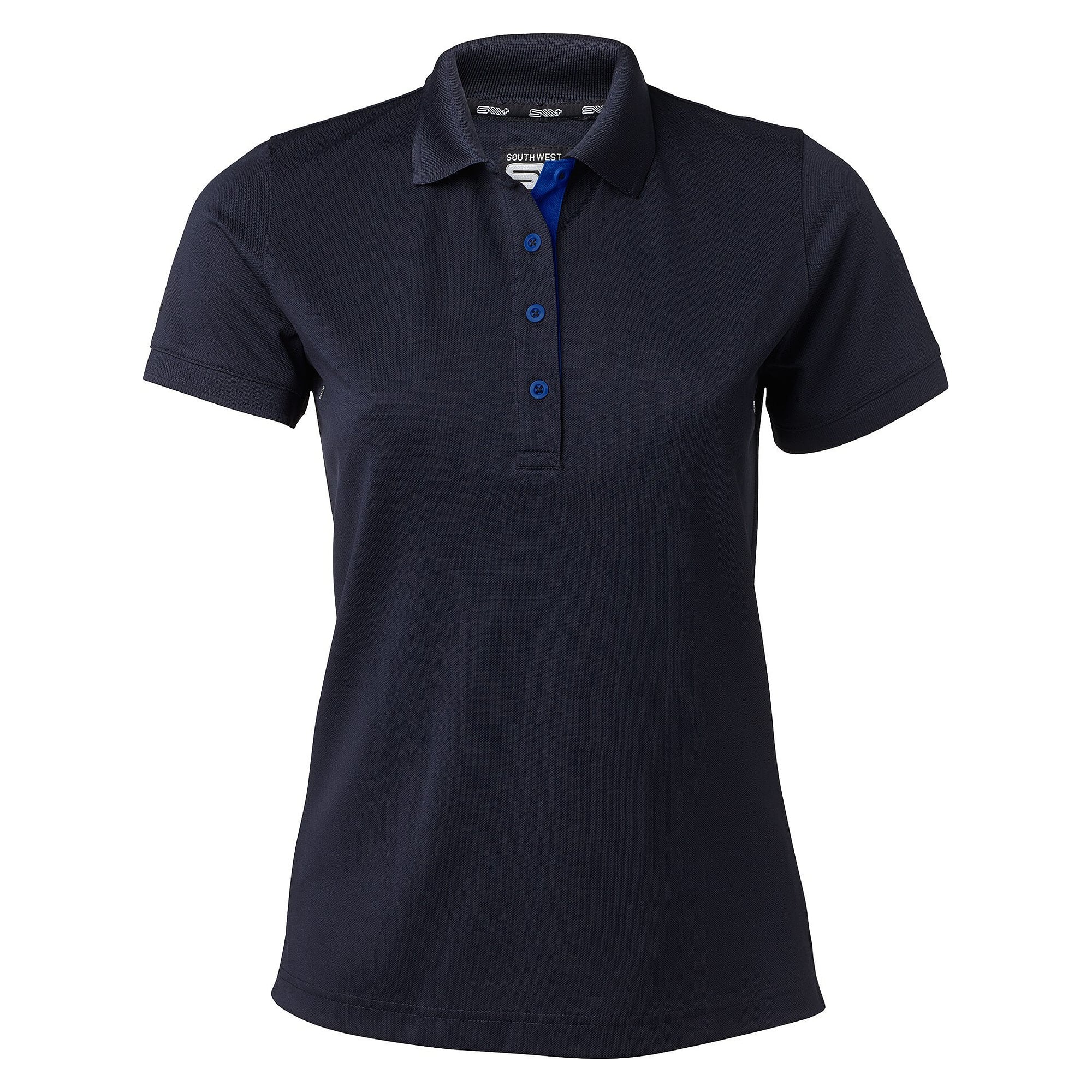 Polo piqué femme Sandy en polyester avec œillets d'aération, bleu marine - South West 1000325403