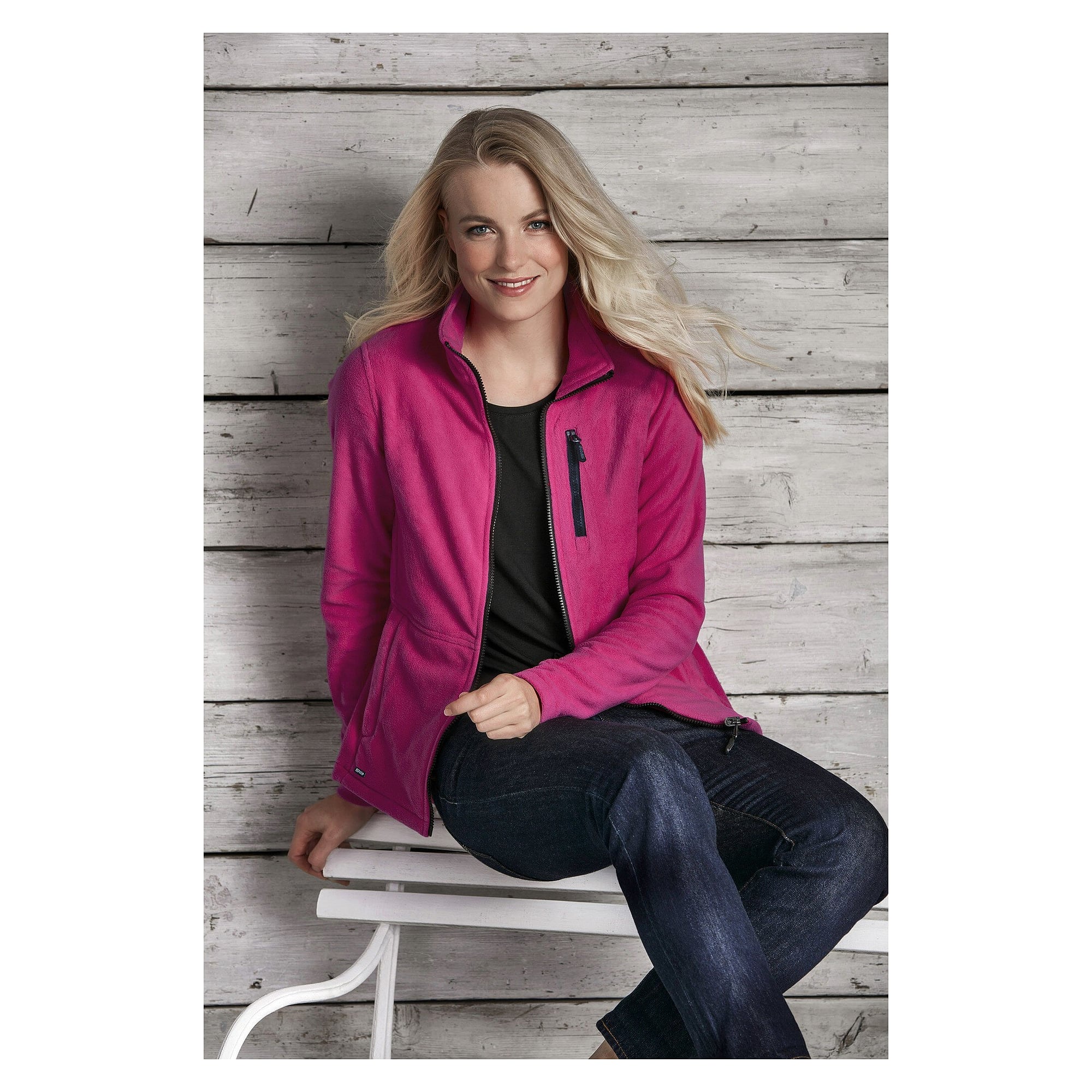 Veste polaire femme Alma avec poche poitrine et zips contrastés, gris graphite - South West 1000330025