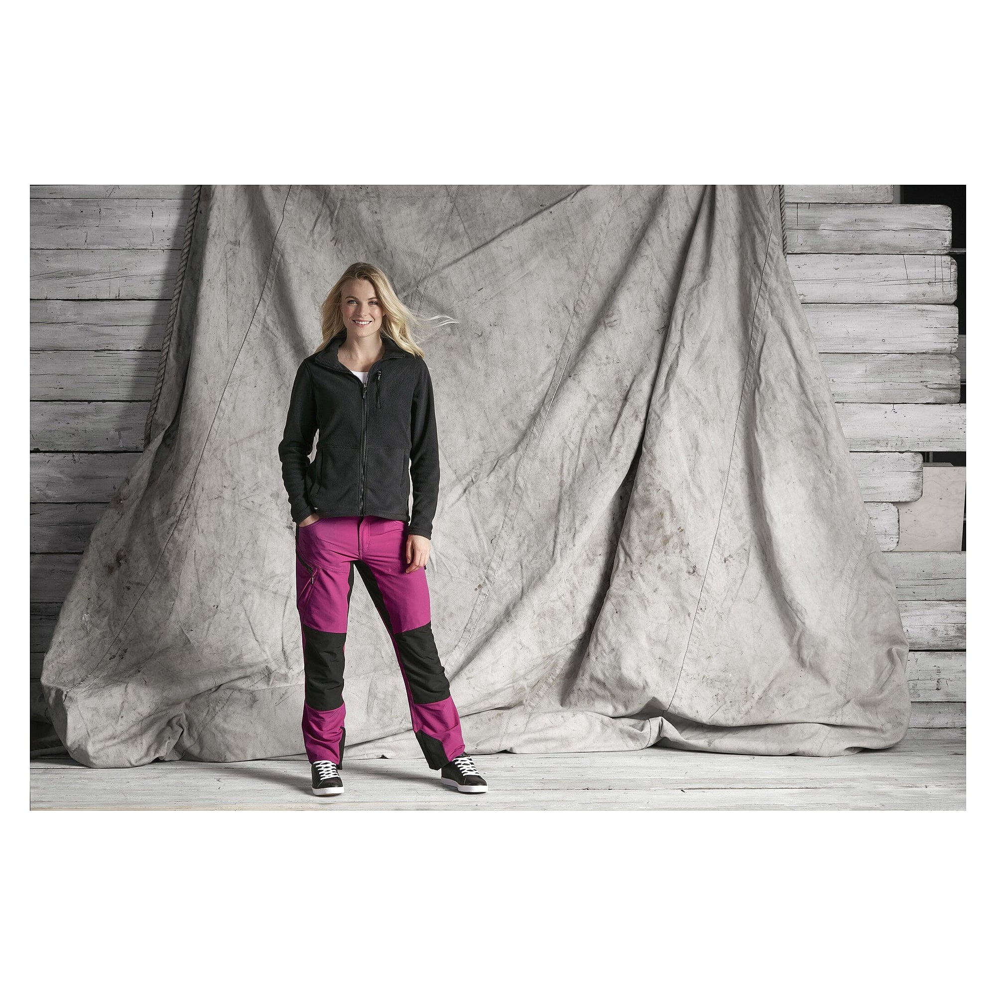 Veste polaire femme Alma avec poche poitrine et zips contrastés, rouge - South West 1000330607