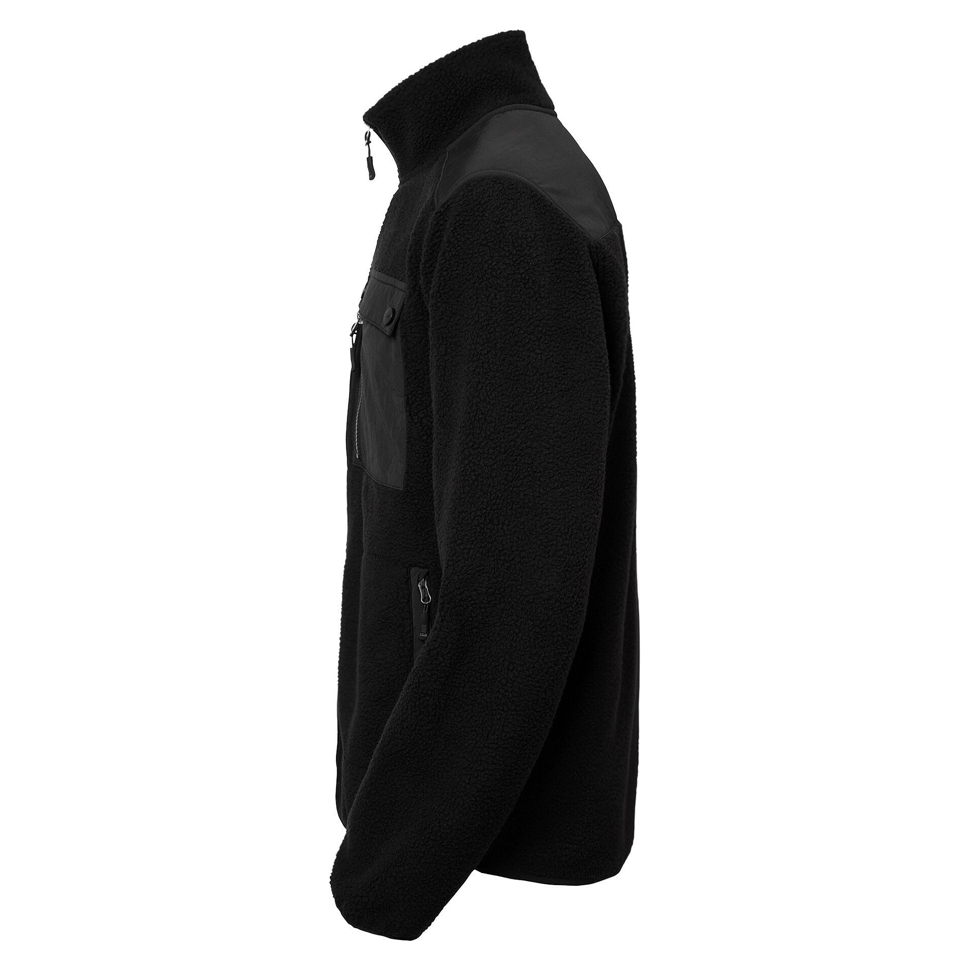 Veste polaire sherpa Paul homme en polyester recyclé, épaules renforcées, noir - South West 1000332001