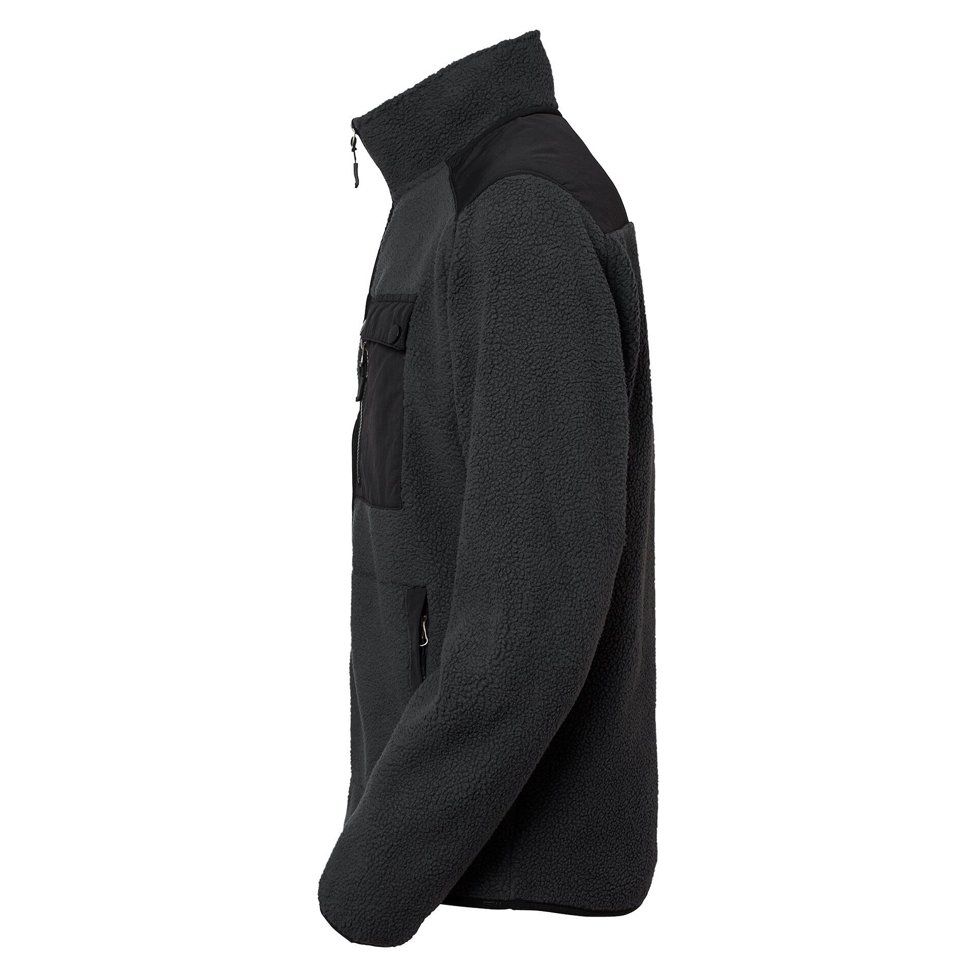 Veste polaire sherpa Paul homme en polyester recyclé, épaules renforcées, gris foncé - South West 1000332021