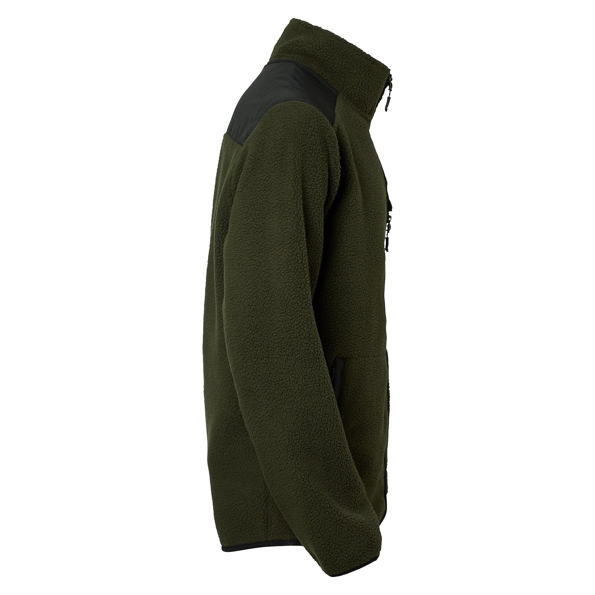 Veste polaire sherpa Paul homme en polyester recyclé, épaules renforcées, olive foncé - South West 1000332303