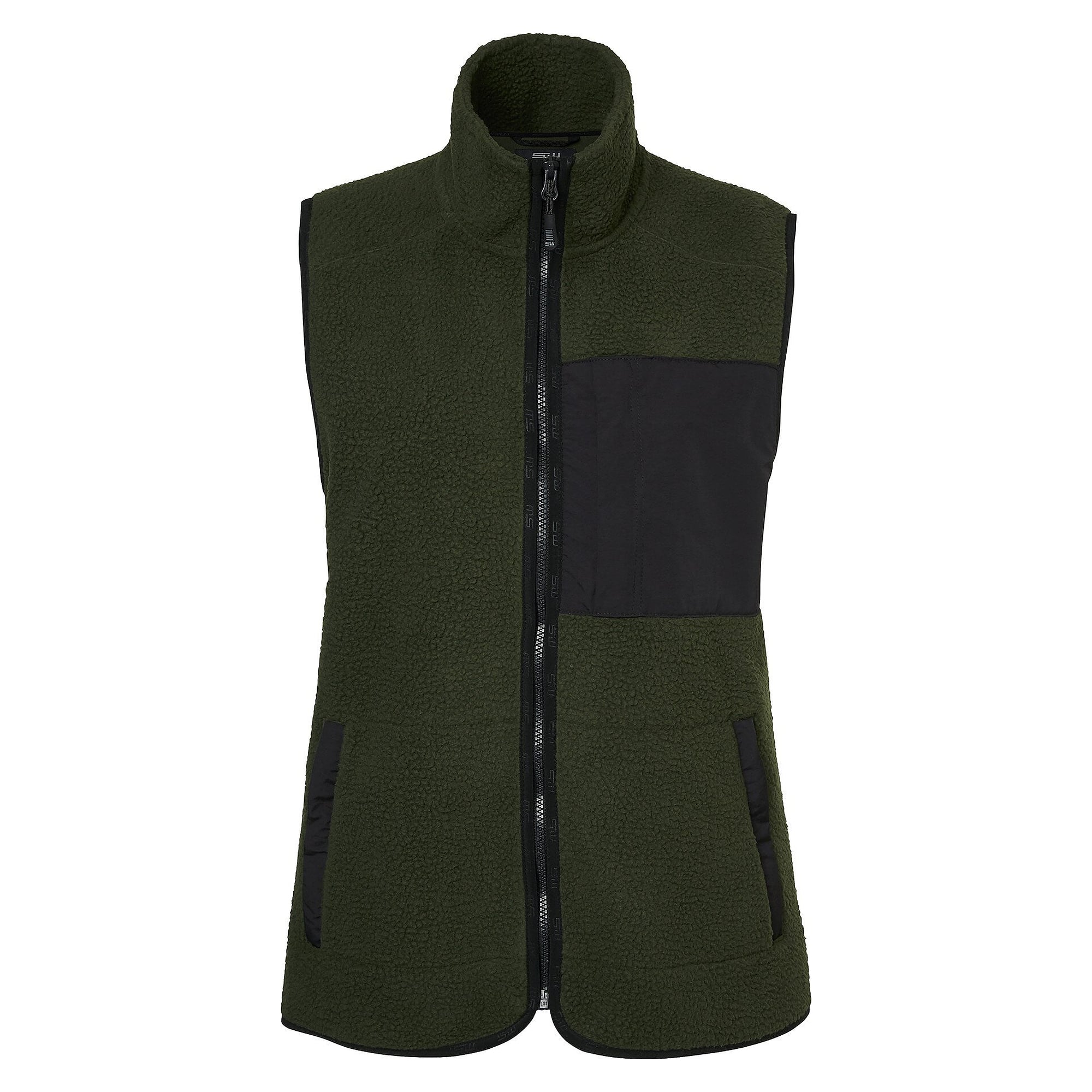 Gilet polaire femme Saga en polyester et nylon recyclés, olive foncé - South West 1000335303