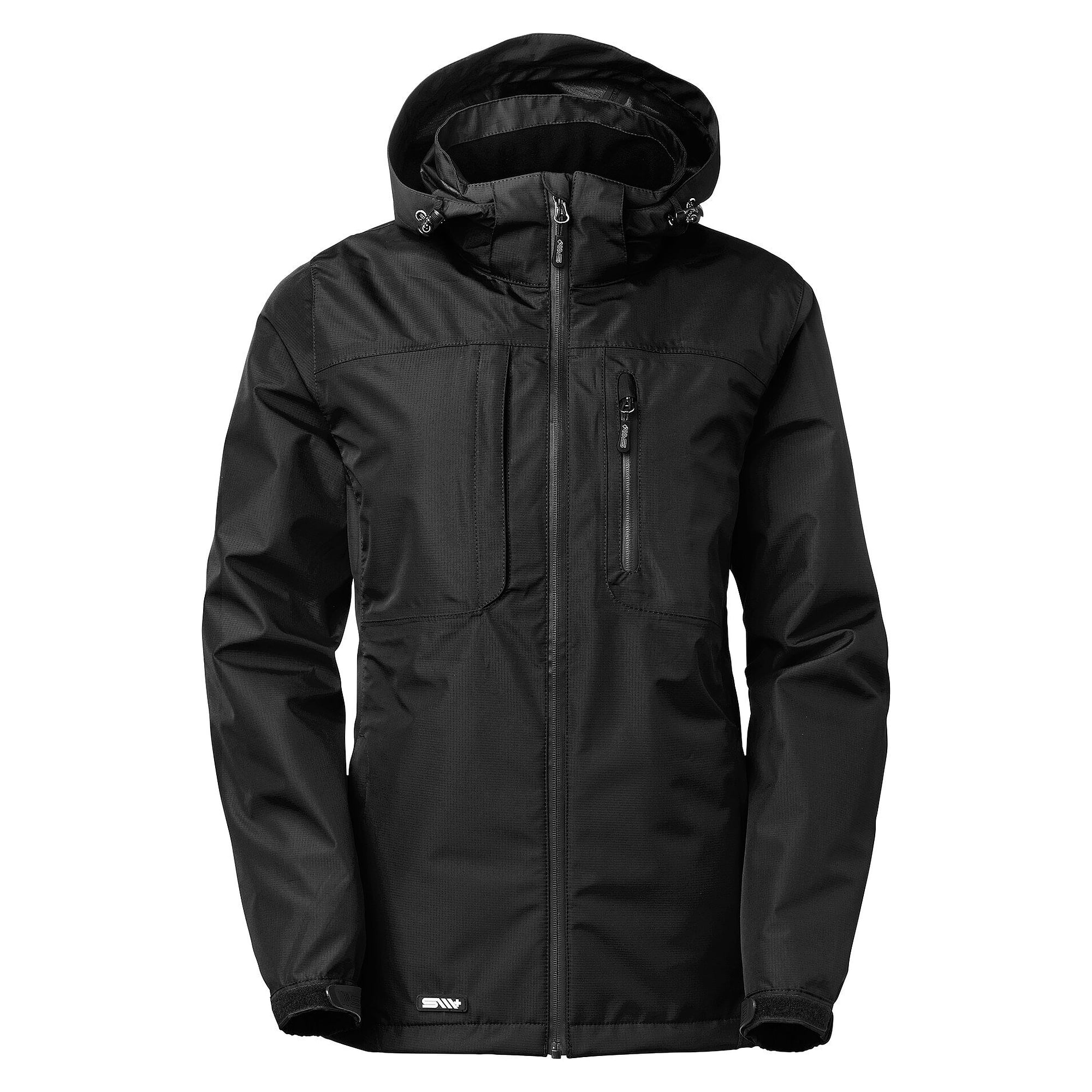 Damen-Shelljacke Alma, wind- und wasserdicht, Ripstop, 10.000 mm, abnehmbare Kapuze, schwarz - South West 1000357001