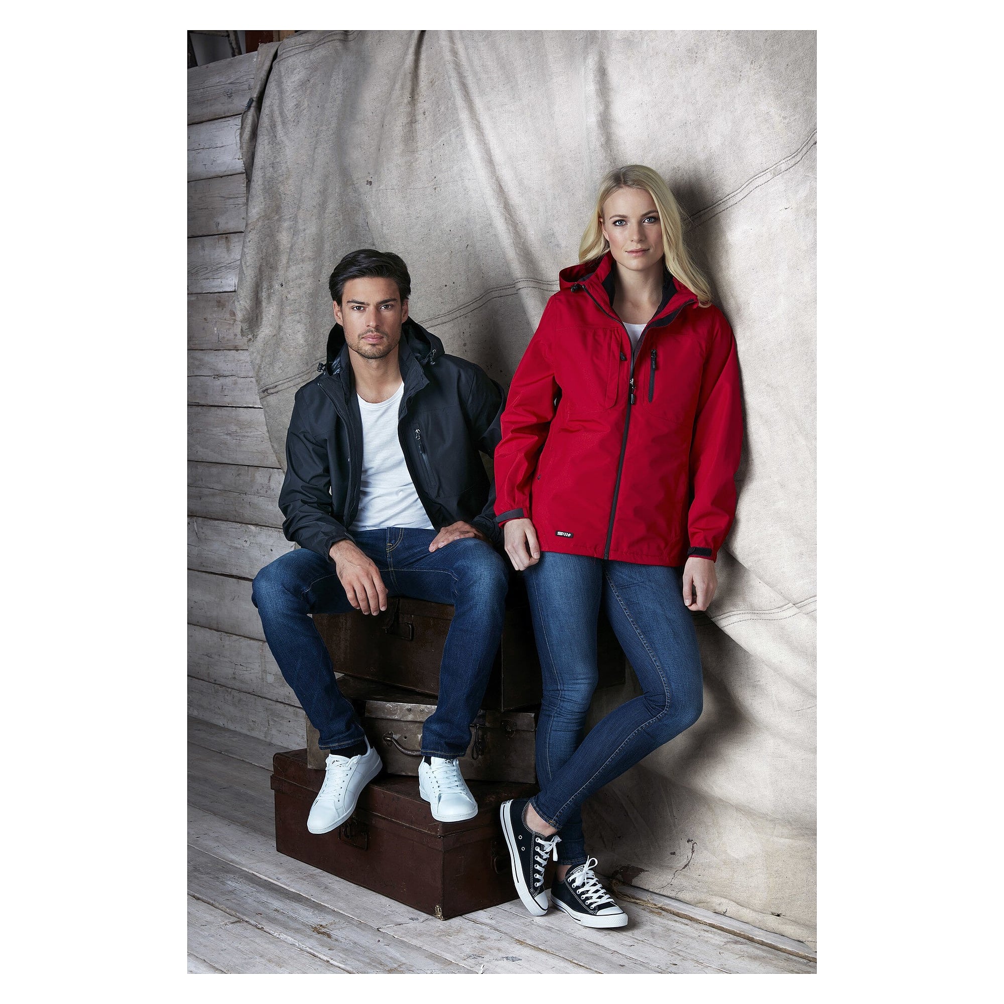 Veste shell femme Alma bleu marine, coupe-vent et imperméable 10 000 mm, capuche amovible - South West 1000357403