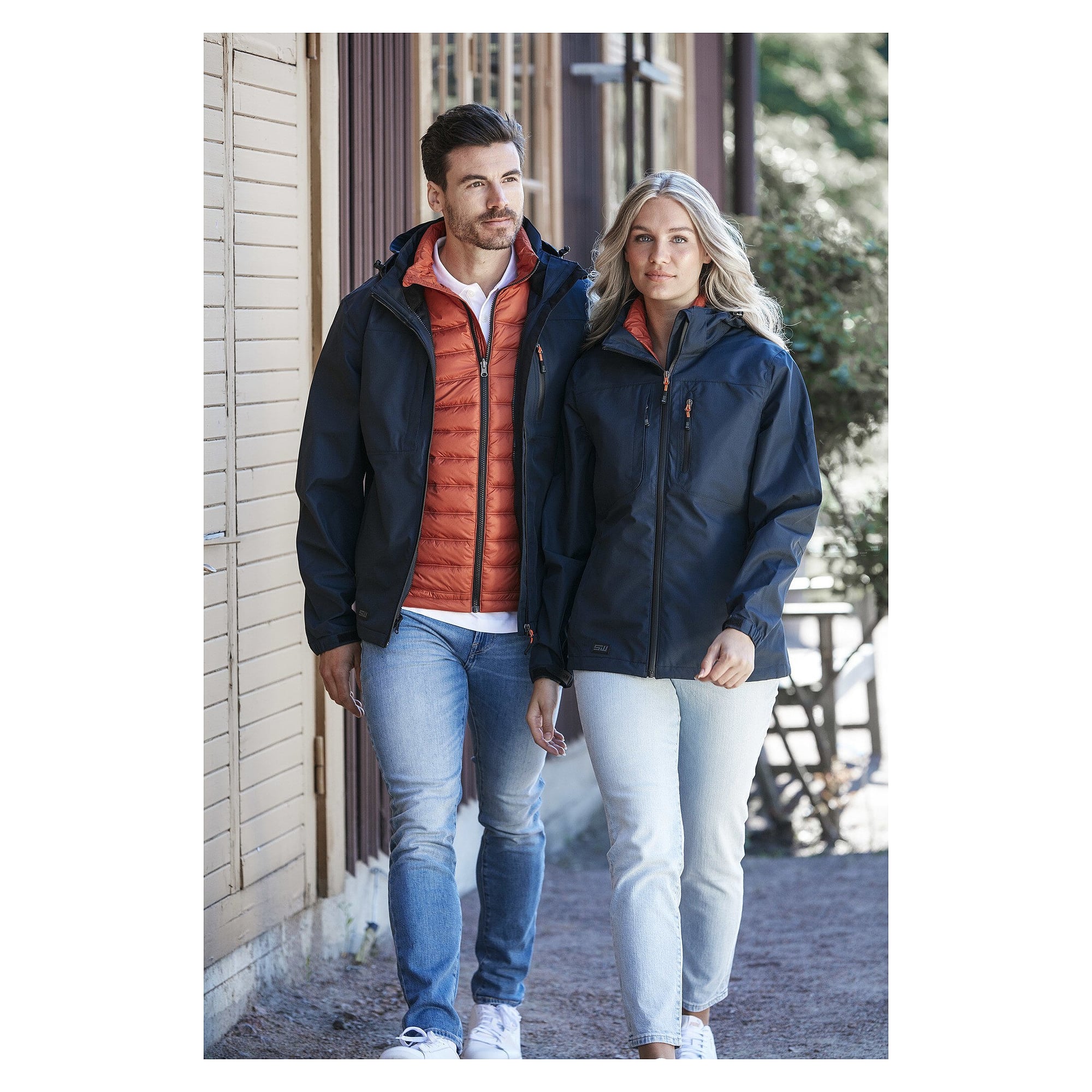 Veste shell femme Alma bleu marine, coupe-vent et imperméable 10 000 mm, capuche amovible - South West 1000357403