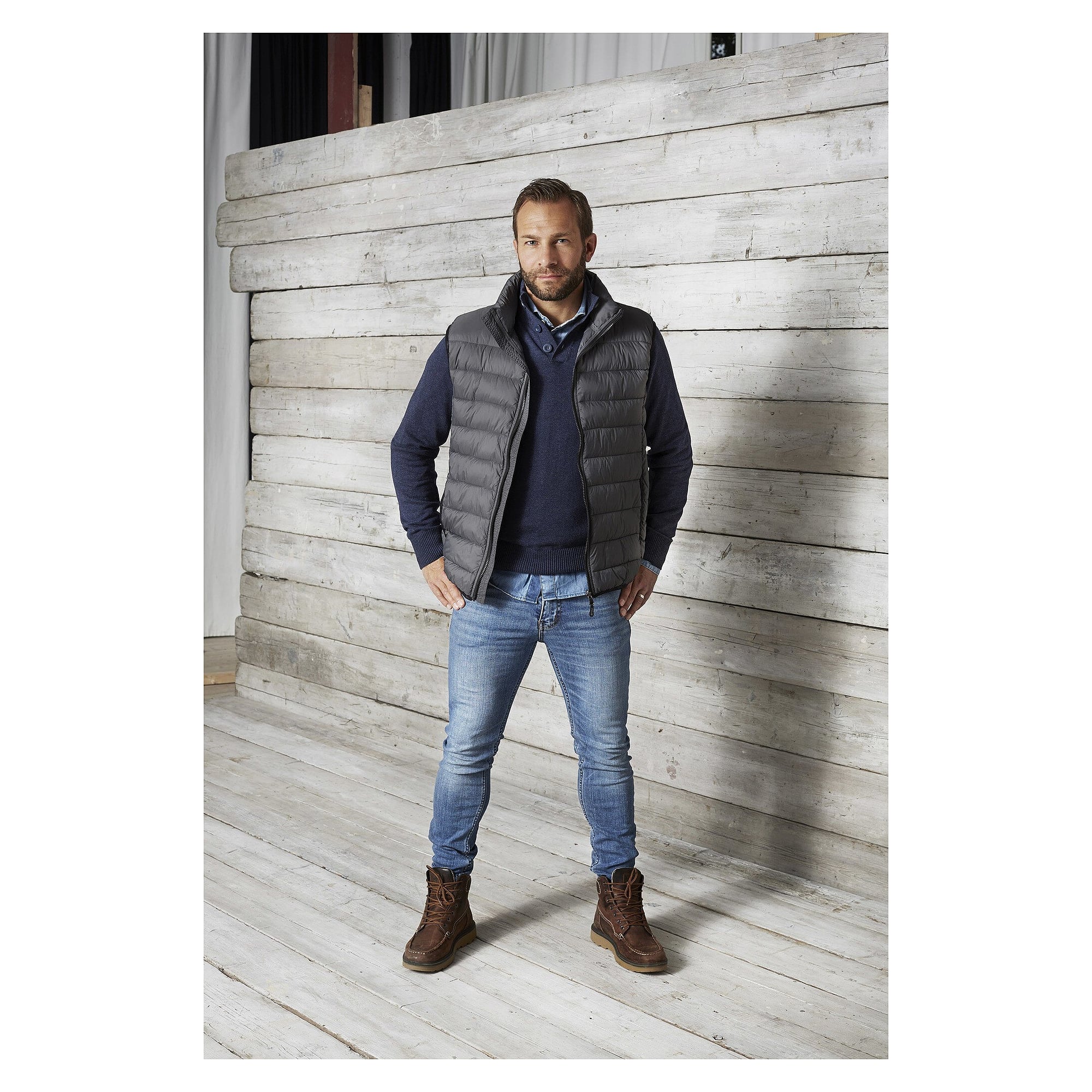Gilet matelassé léger Ames imitation duvet, homme, noir - South West 1000361001