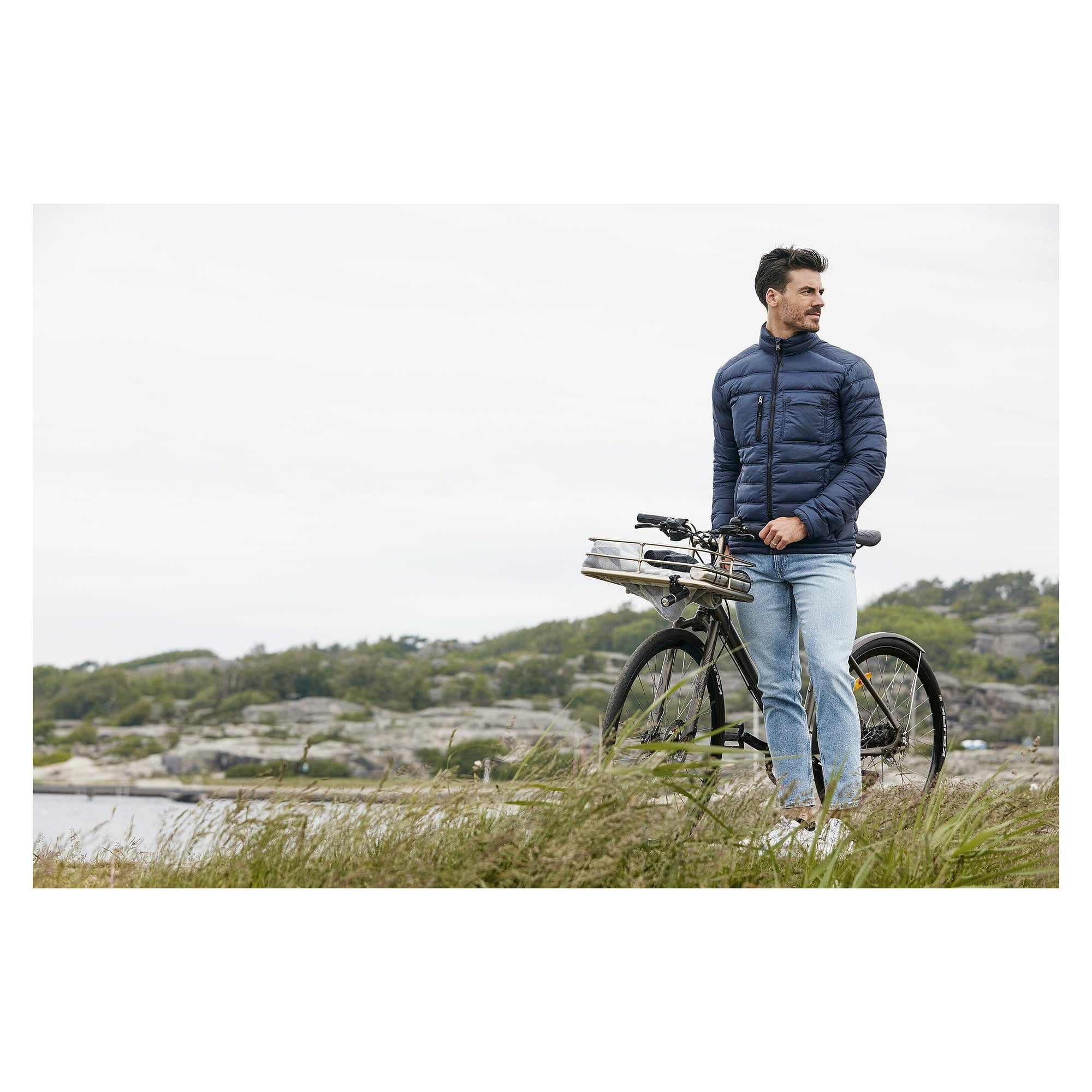 Leichte wattierte Herrenjacke Alve aus recycelten Materialien, Zwischenschicht, navy - South West 1000365403