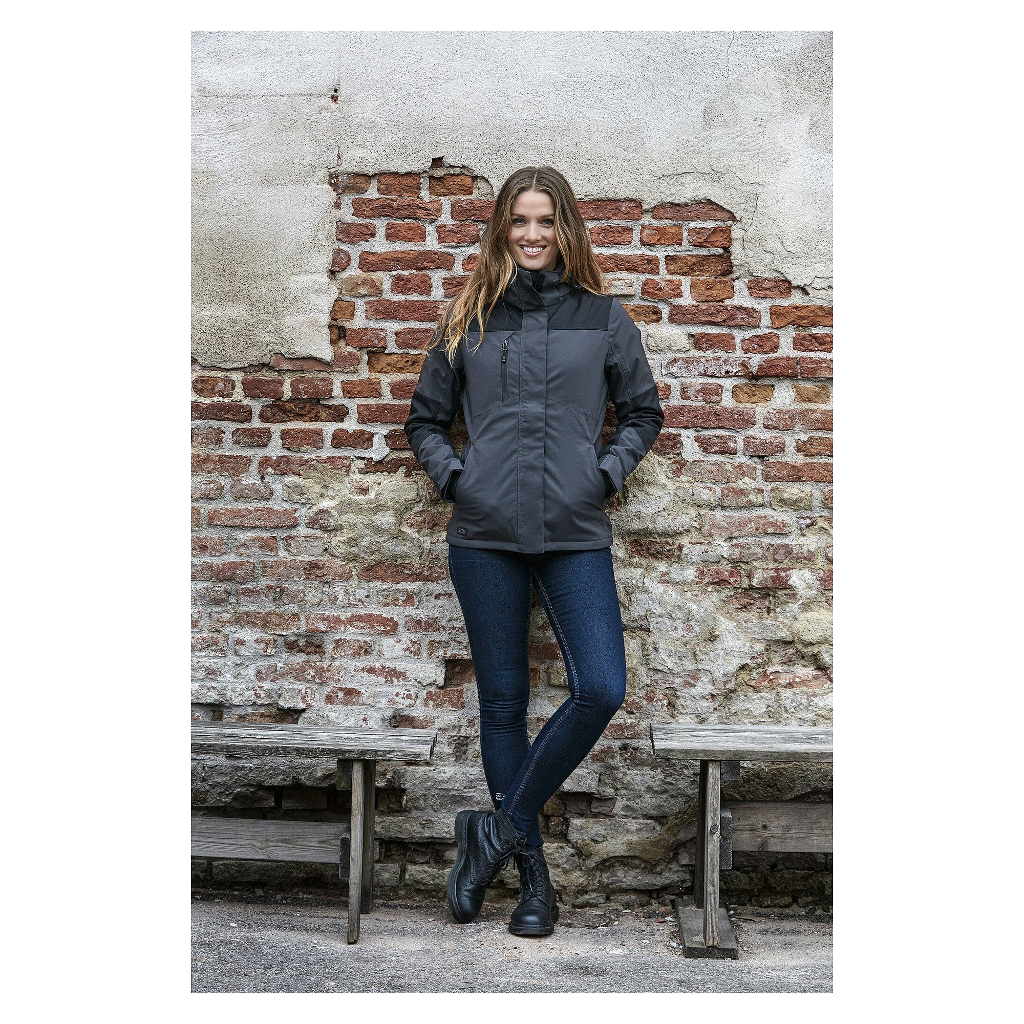 Veste d'hiver doublée femme Allie avec capuche, colonne d'eau 10 000 mm, bleu marine foncé - South West 1000370401