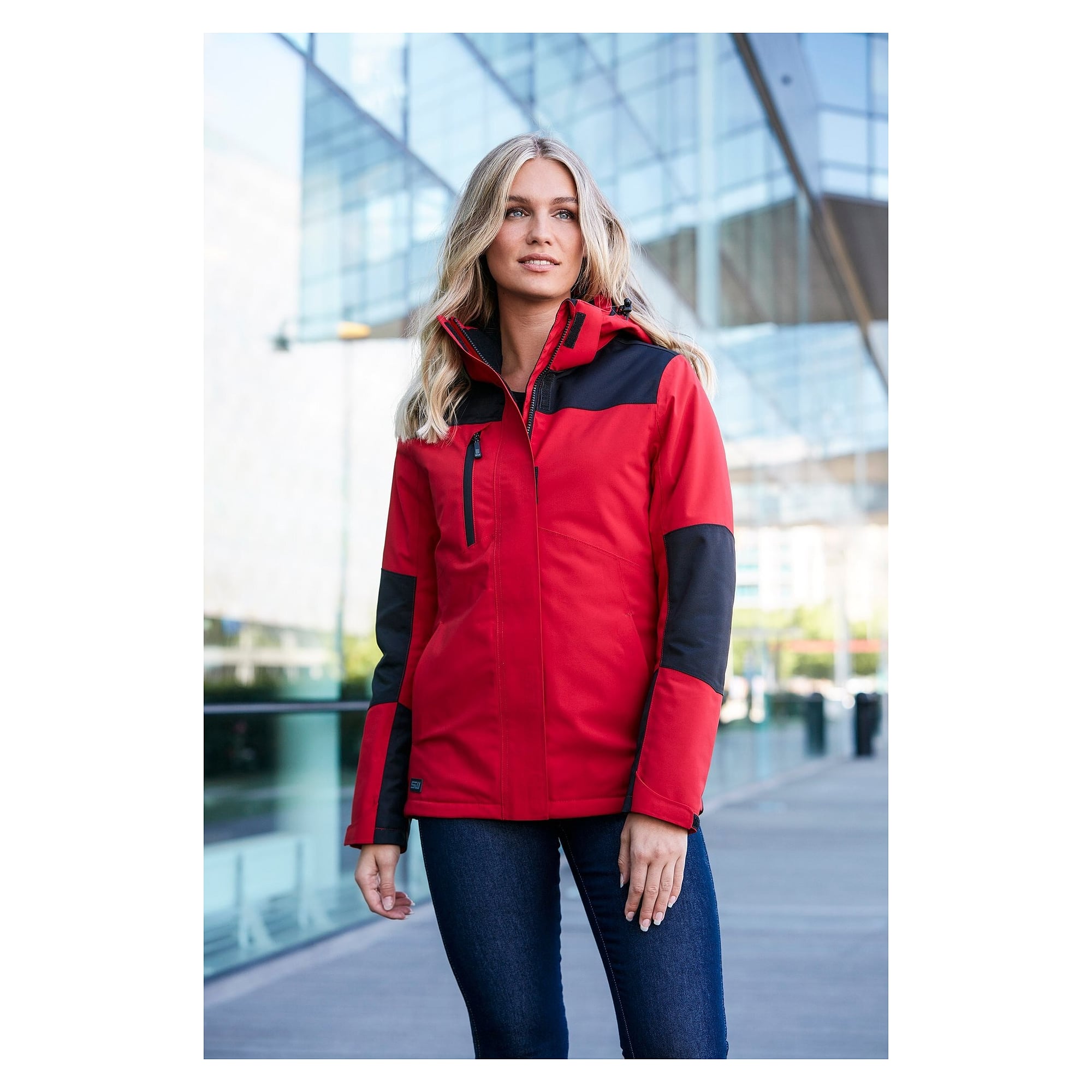 Allie women's padded winter jacket with hood, 10,000 mm water column, red - South West 1000370607