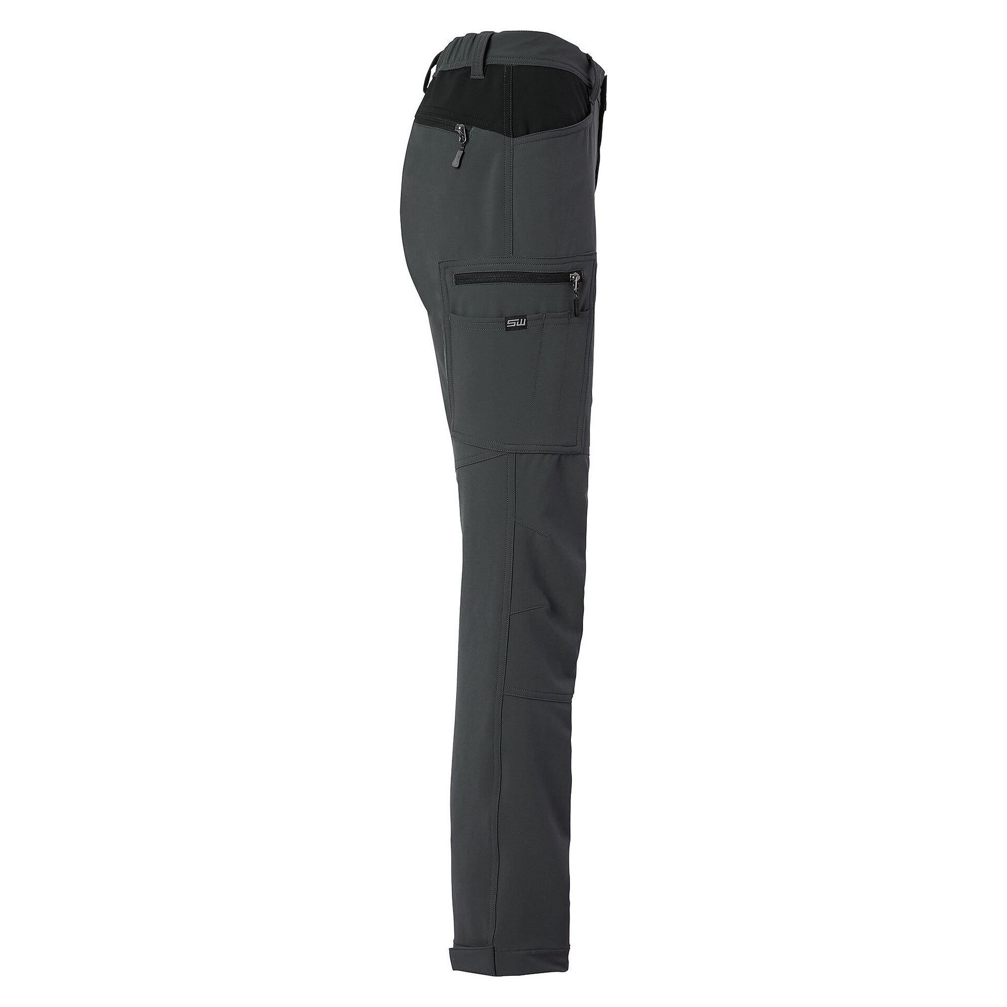 Damen-Arbeitshose Moa aus recyceltem Polyester mit Stretch und Reißverschlusstaschen, dunkelgrau - South West 1000380021