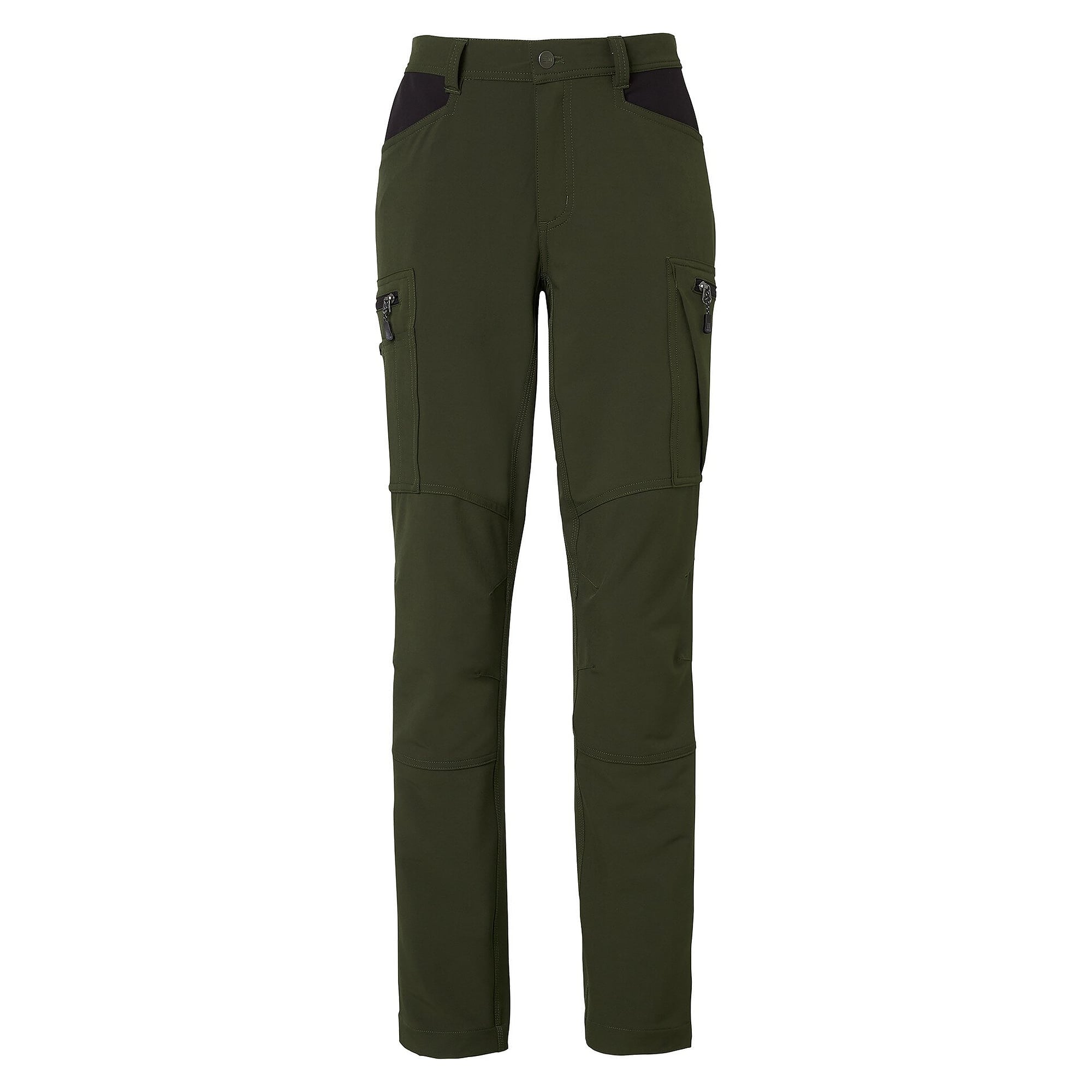 Damen-Arbeitshose Moa aus recyceltem Polyester mit Stretch und Reißverschlusstaschen, dunkeloliv - South West 1000380303