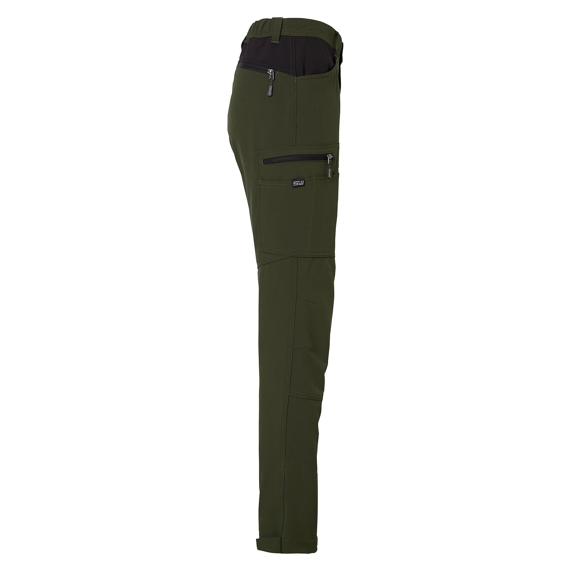 Damen-Arbeitshose Moa aus recyceltem Polyester mit Stretch und Reißverschlusstaschen, dunkeloliv - South West 1000380303