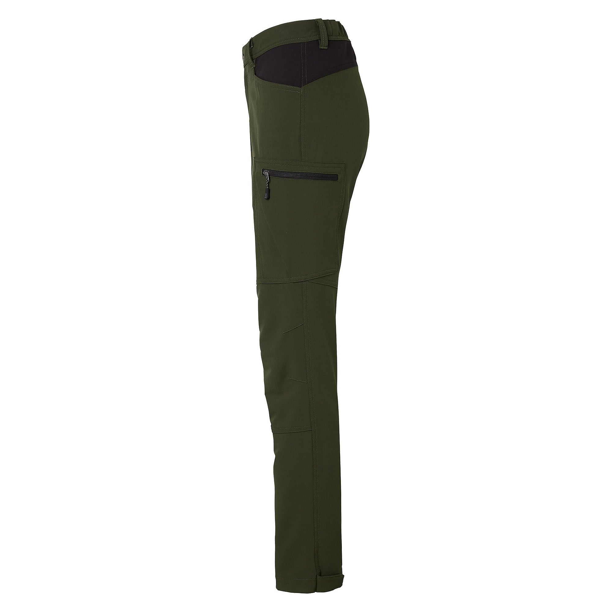 Damen-Arbeitshose Moa aus recyceltem Polyester mit Stretch und Reißverschlusstaschen, dunkeloliv - South West 1000380303