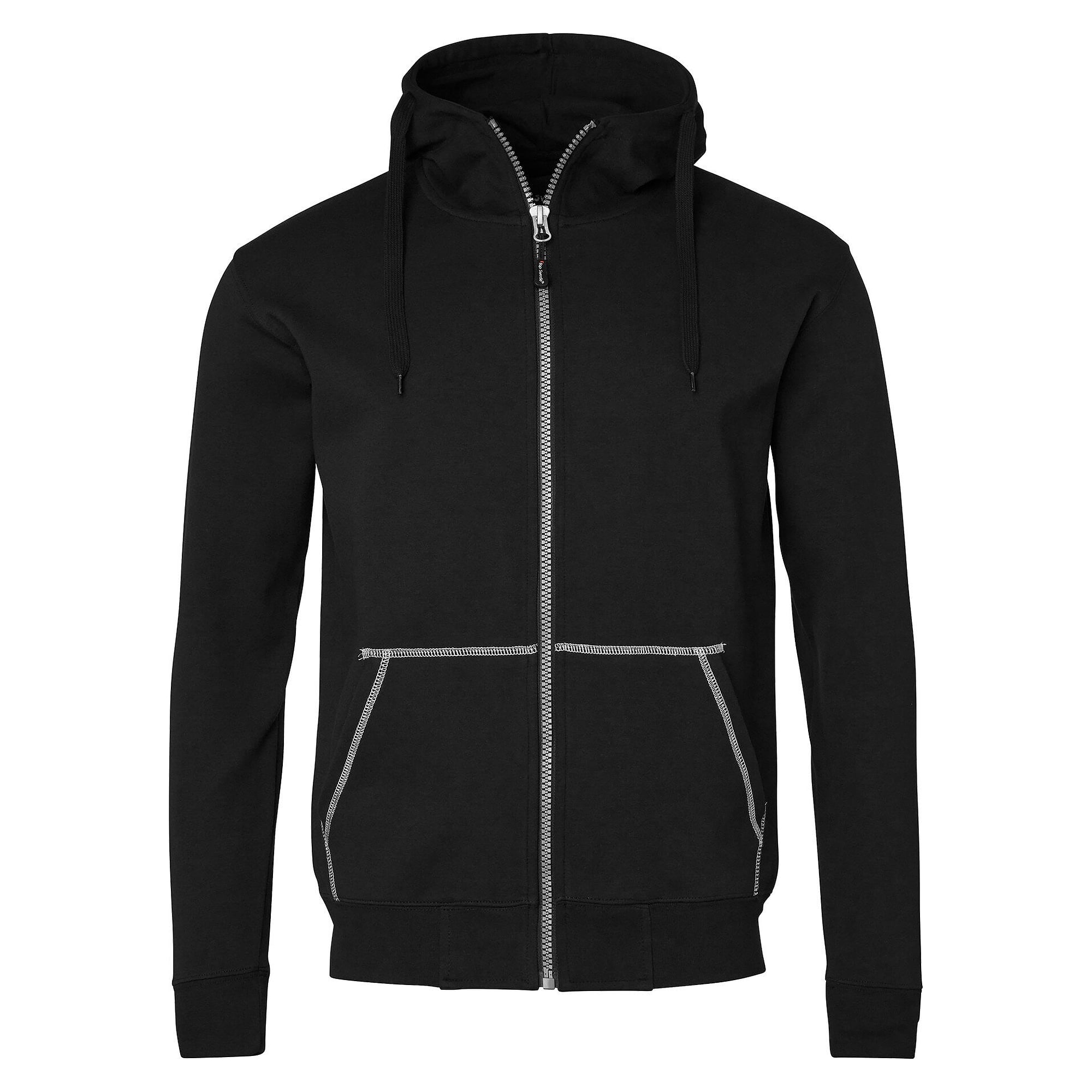Kapuzen-Sweatjacke mit durchgehendem Reißverschluss, 80 % Baumwolle, schwarz - Top Swede 1000643001
