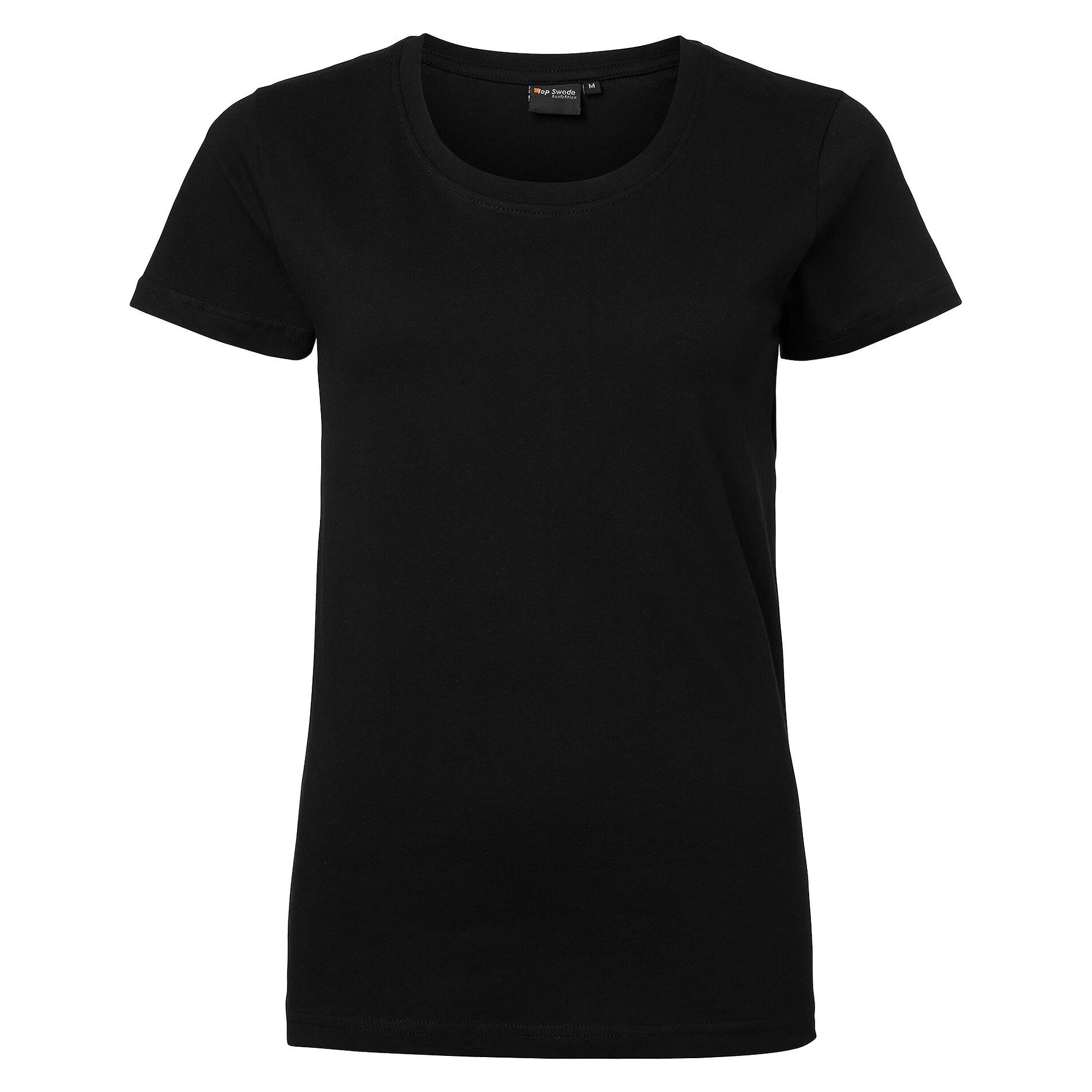 Damen-T-Shirt 203 aus Baumwolle, kurzarm mit Rundhalsausschnitt, schwarz - Top Swede 1000653001