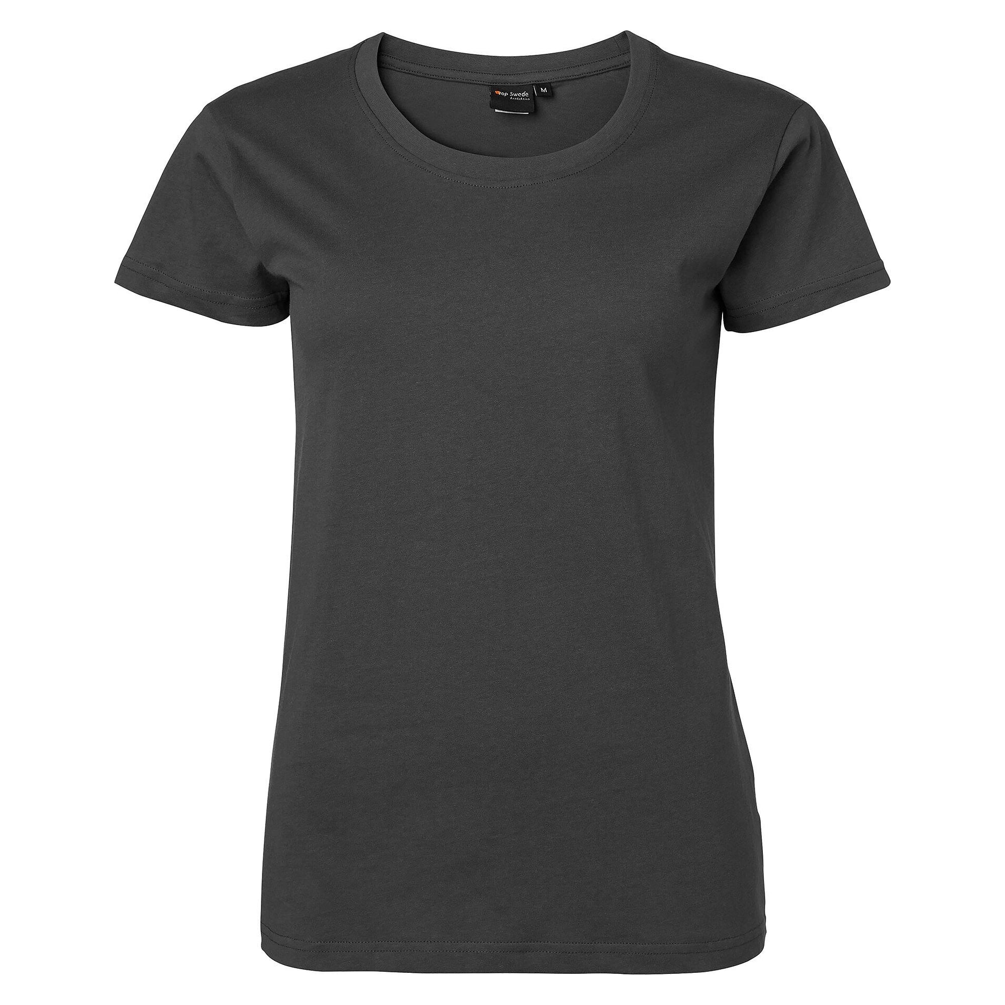 Damen-T-Shirt 203 aus Baumwolle, kurzarm mit Rundhalsausschnitt, dunkelgrau - Top Swede 1000653021