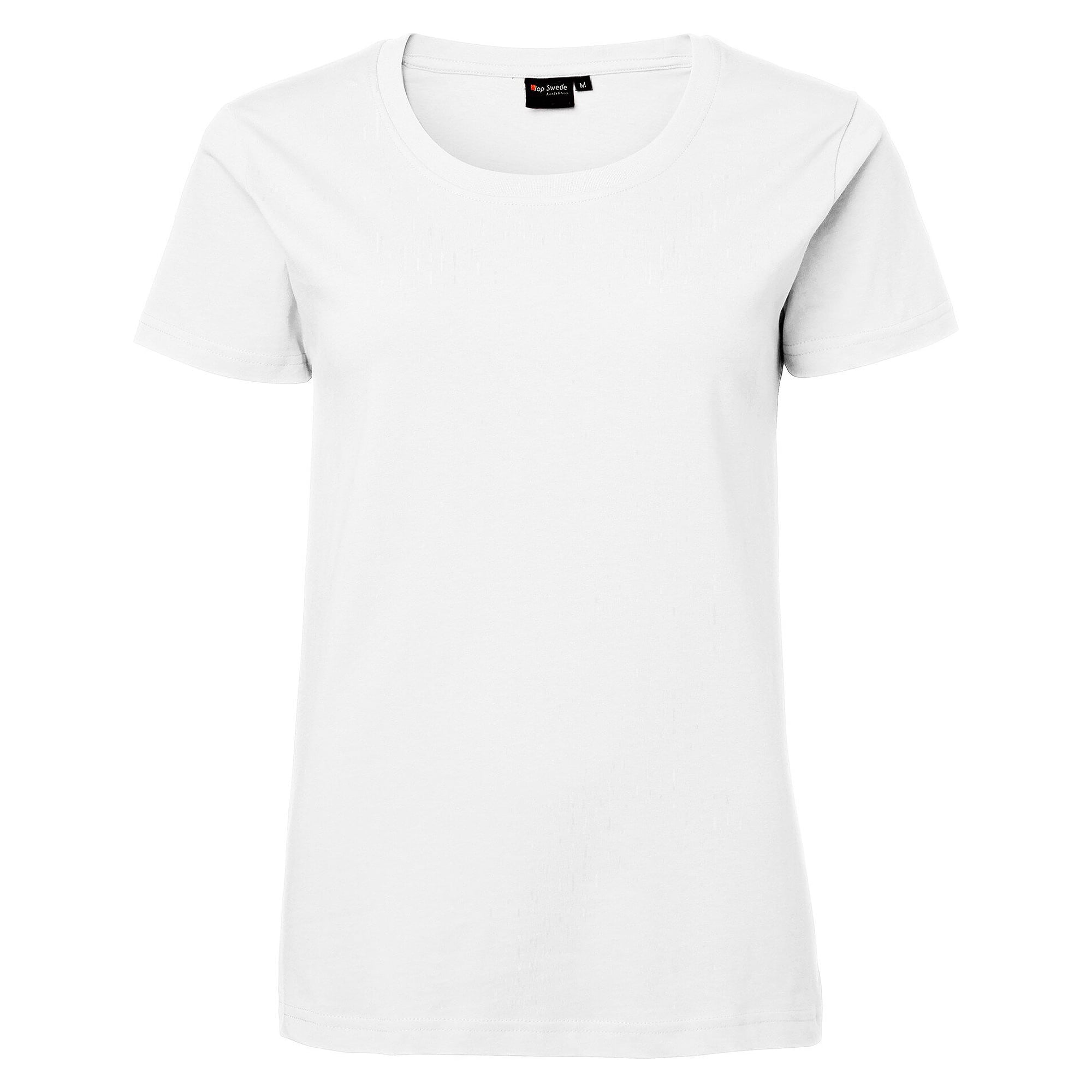 Damen-T-Shirt 203 aus Baumwolle, kurzarm mit Rundhalsausschnitt, weiß - Top Swede 1000653101