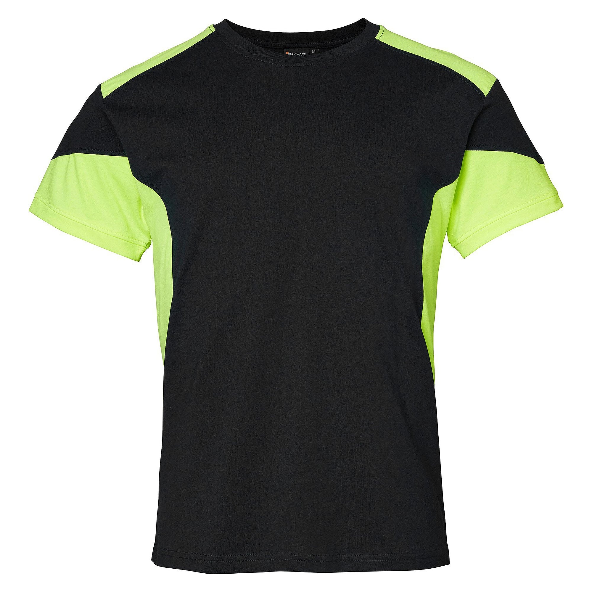 T-shirt 210 homme à visibilité renforcée, coton, noir/jaune fluo - Top Swede 1000656914