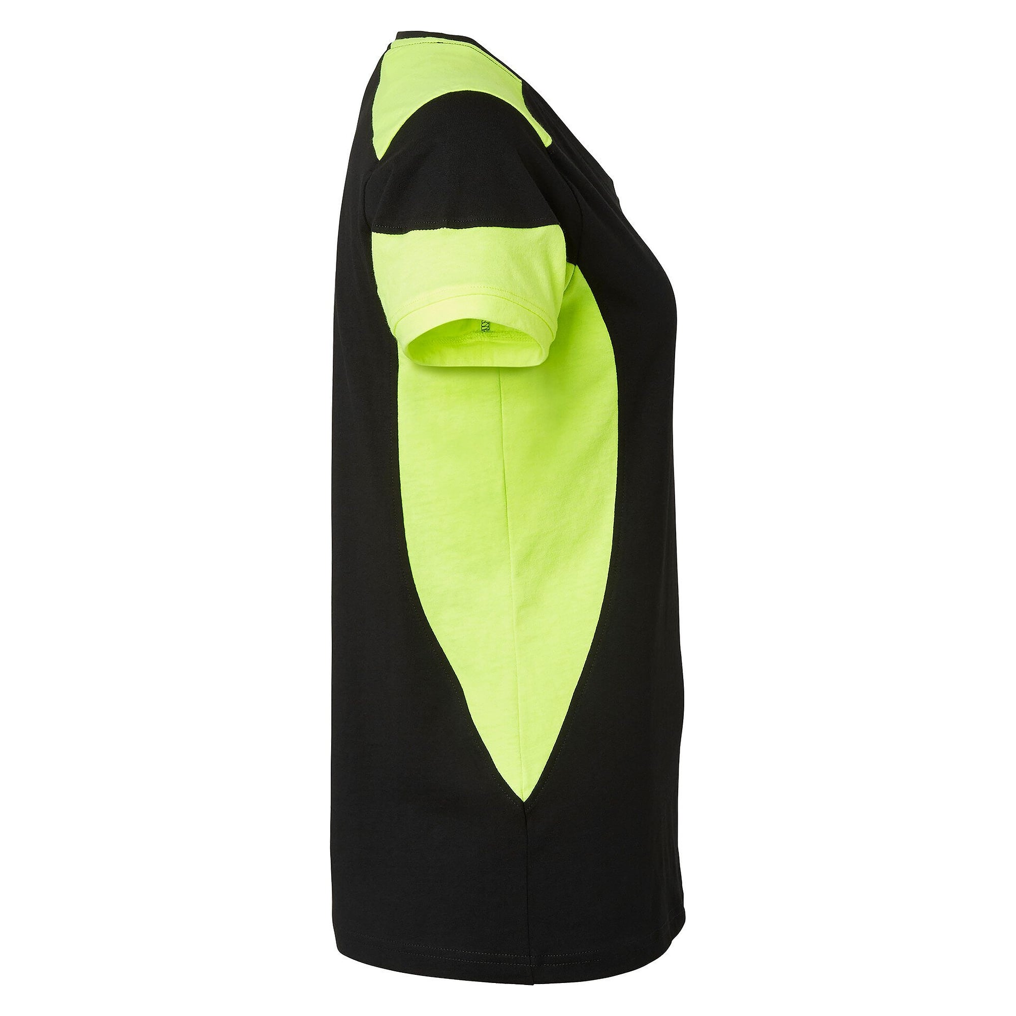 Damen-T-Shirt 211 mit erhöhter Sichtbarkeit, Baumwolle, Schwarz/Fluogelb - Top Swede 1000657914
