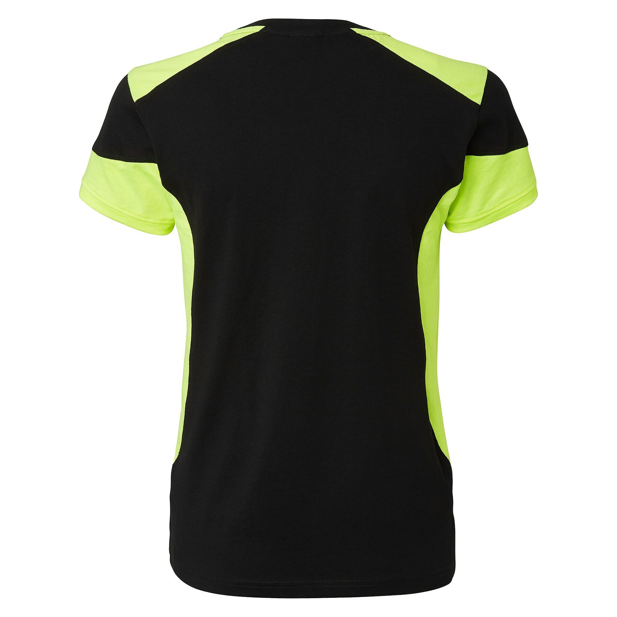 Damen-T-Shirt 211 mit erhöhter Sichtbarkeit, Baumwolle, Schwarz/Fluogelb - Top Swede 1000657914