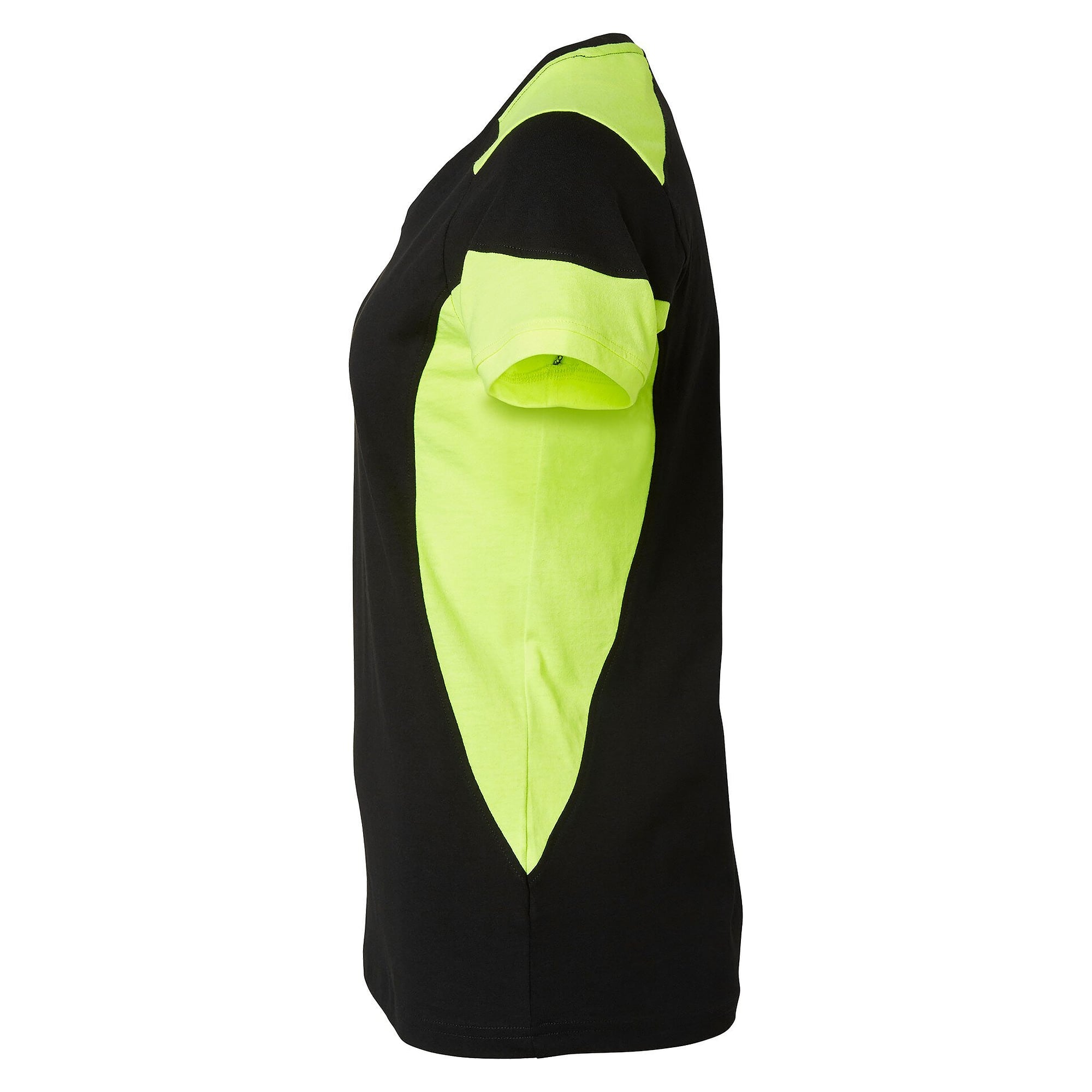 Damen-T-Shirt 211 mit erhöhter Sichtbarkeit, Baumwolle, Schwarz/Fluogelb - Top Swede 1000657914