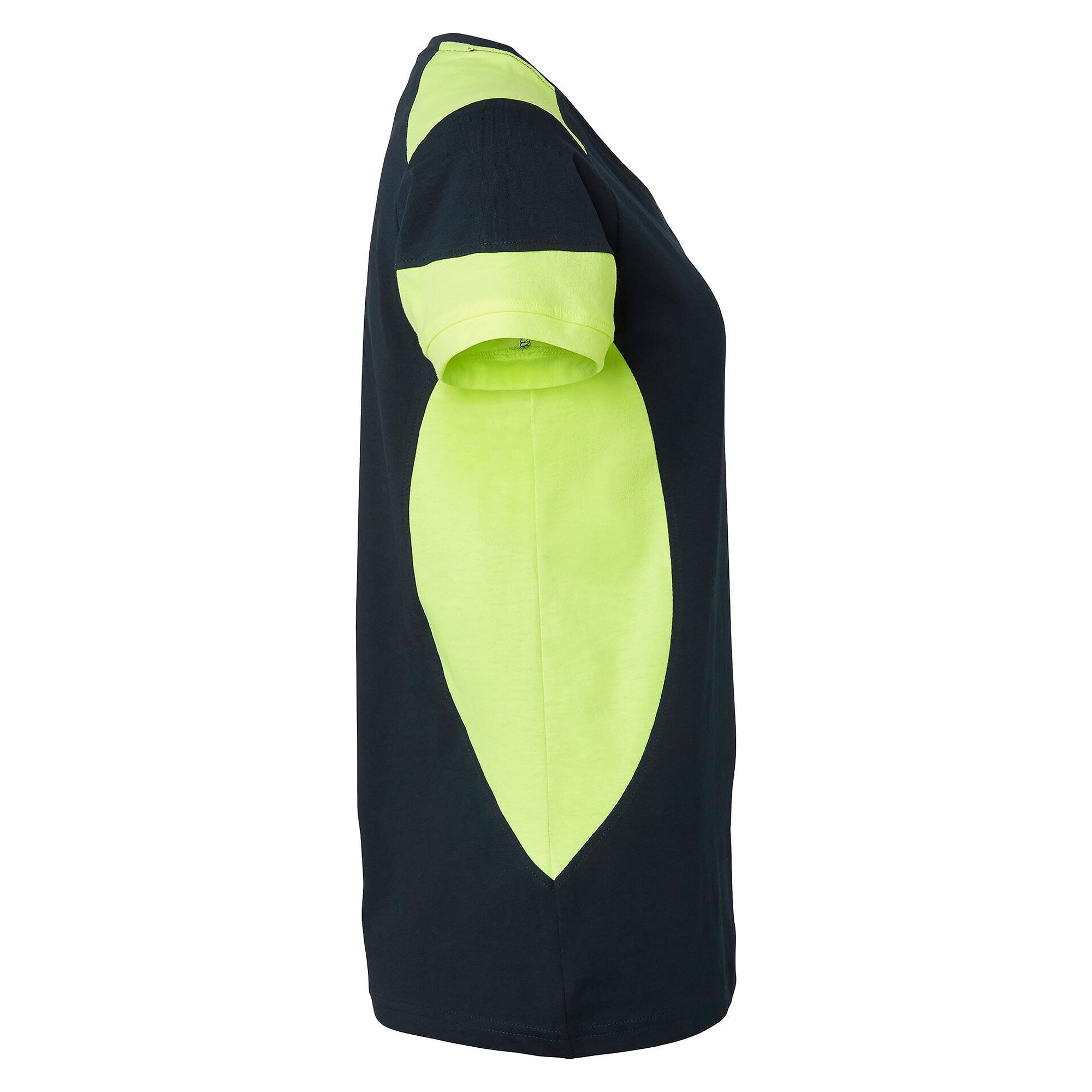 T-shirt 211 femme à visibilité renforcée, coton, bleu marine/jaune fluo - Top Swede 1000657960