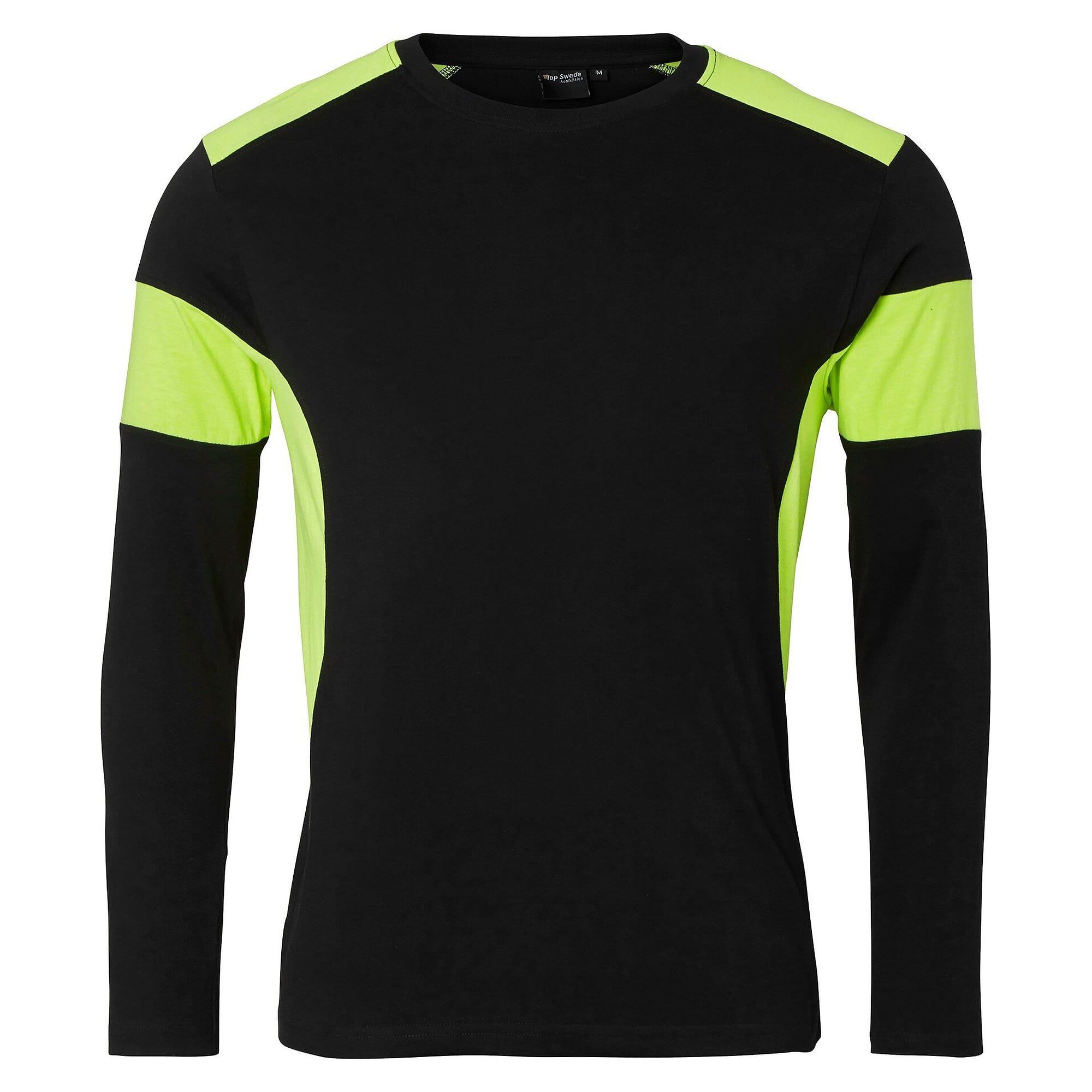212 long sleeve T-shirt with enhanced visibility, unisex, cotton, black/fluorescent yellow - Top Swede 1000660914