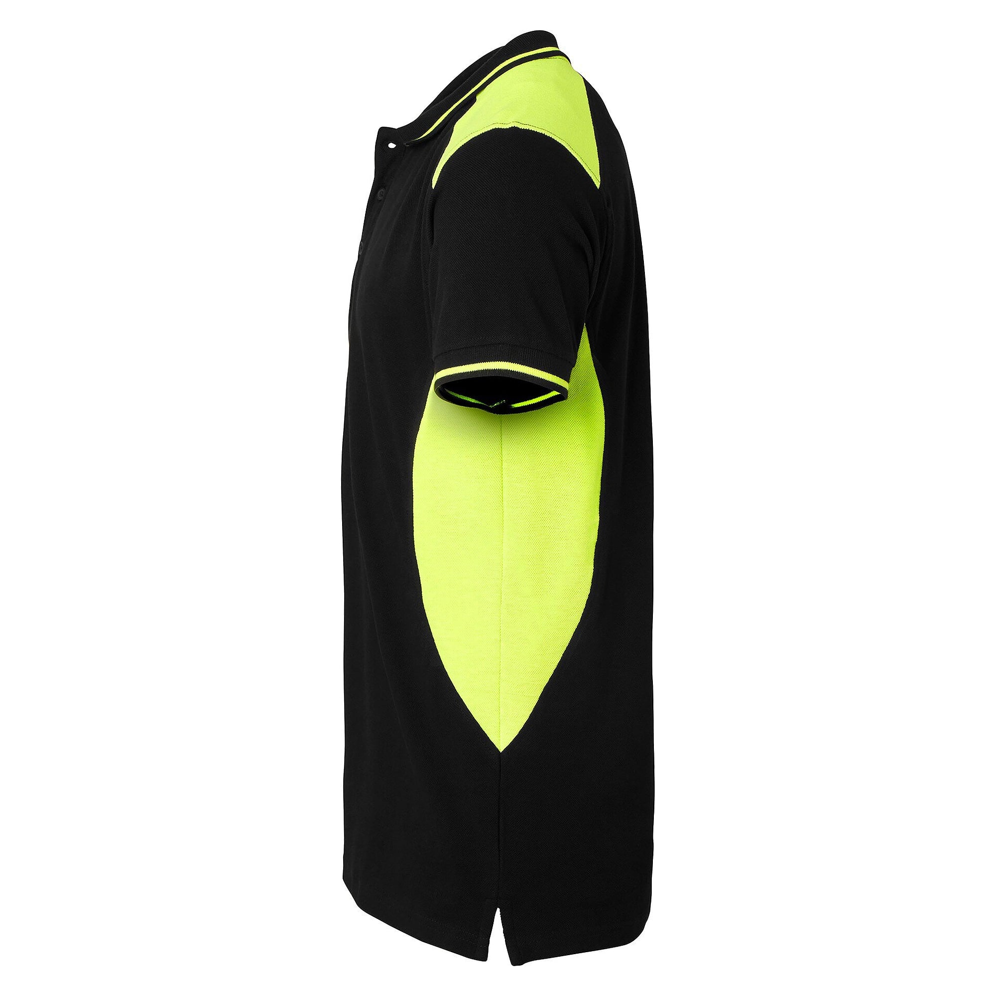 Polo homme 213 en piqué tricoté à visibilité renforcée, noir/jaune fluo - Top Swede 1000661914
