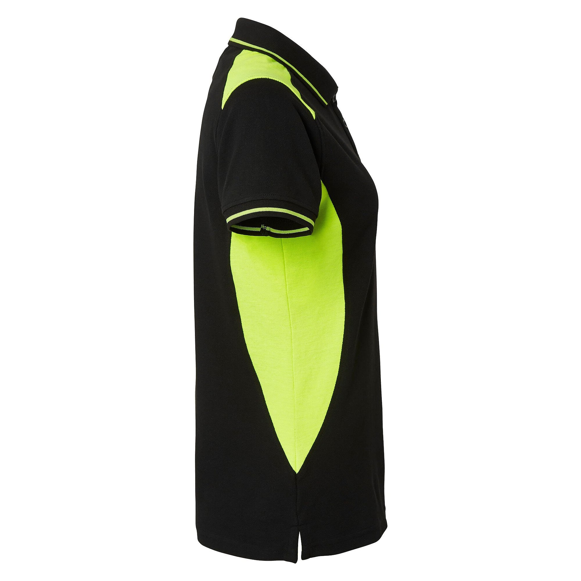 Polo femme 214 en piqué tricoté à visibilité renforcée, noir/jaune fluo - Top Swede 1000662914