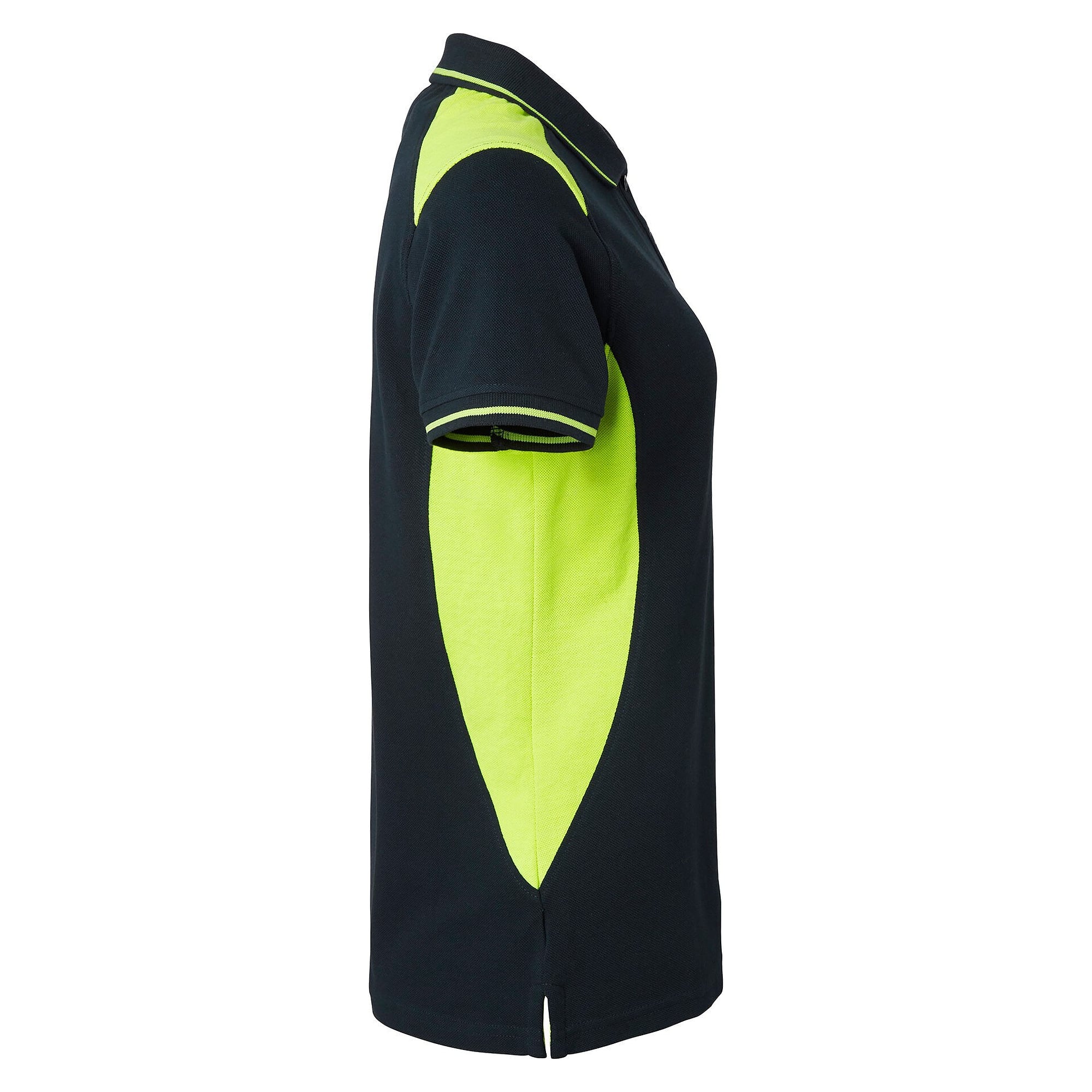 Women's 214 polo shirt in knitted piqué with enhanced visibility, navy/fluorescent yellow - Top Swede 1000662960