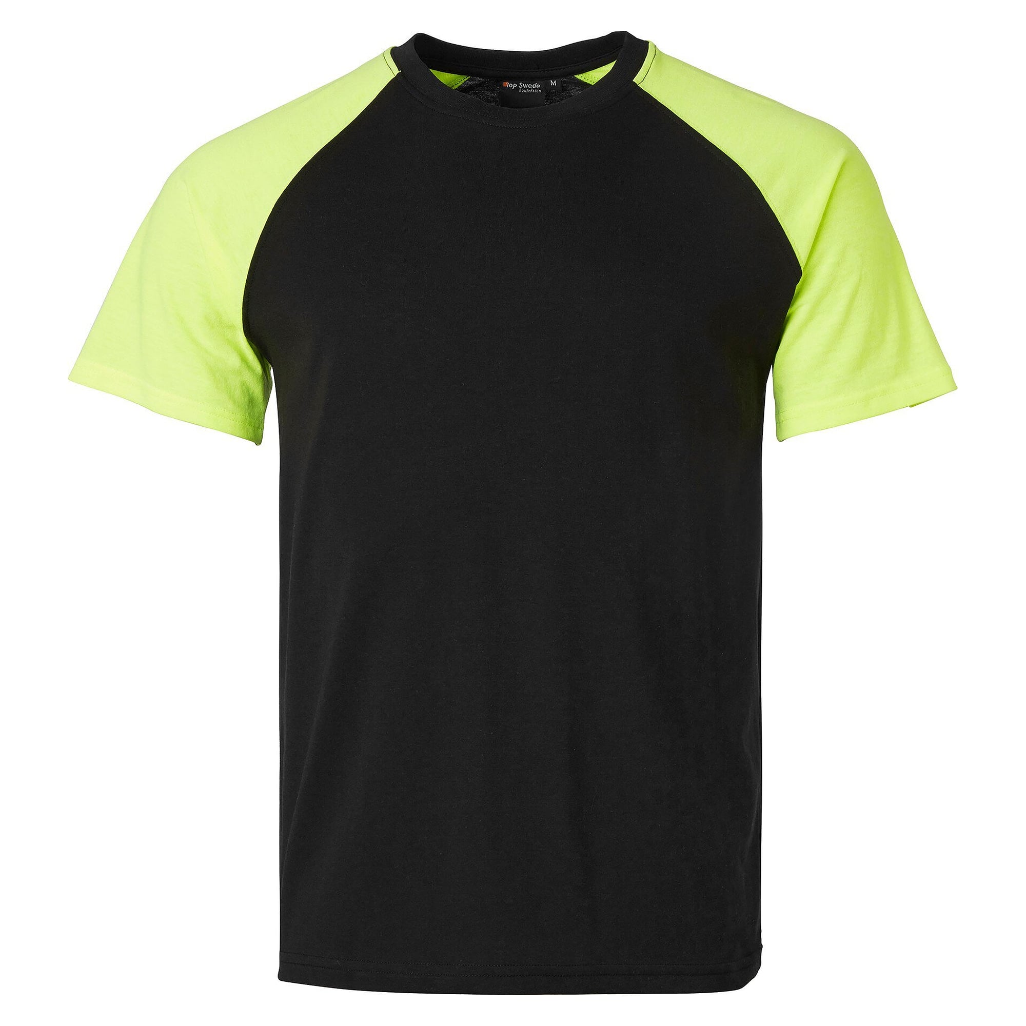 T-shirt 225 unisexe à visibilité renforcée, polycoton, noir/jaune fluo - Top Swede 1000664914