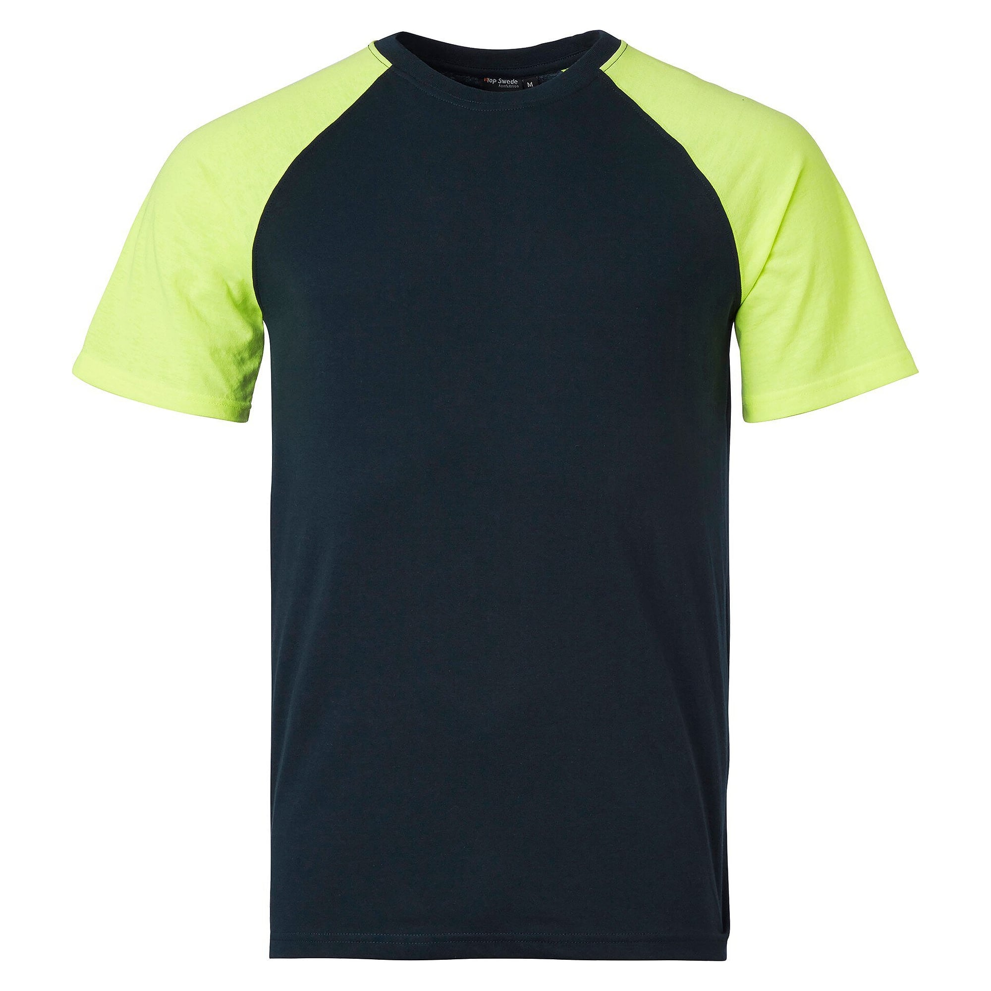 T-shirt 225 unisexe à visibilité renforcée, polycoton, bleu marine/jaune fluo - Top Swede 1000664960