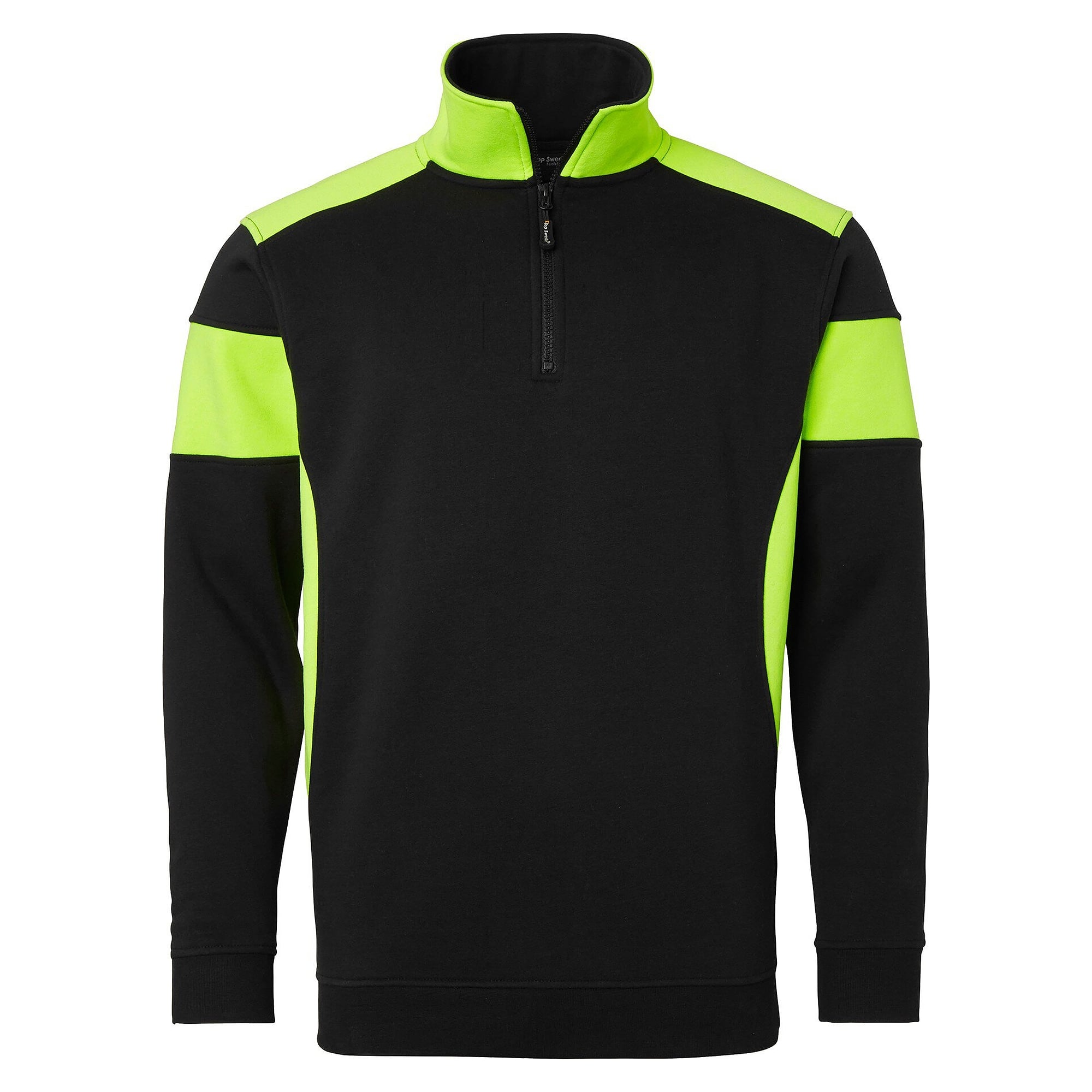 Sweat-shirt demi-zip 222 à visibilité améliorée et col zippé, noir/jaune fluo - Top Swede 1000666914