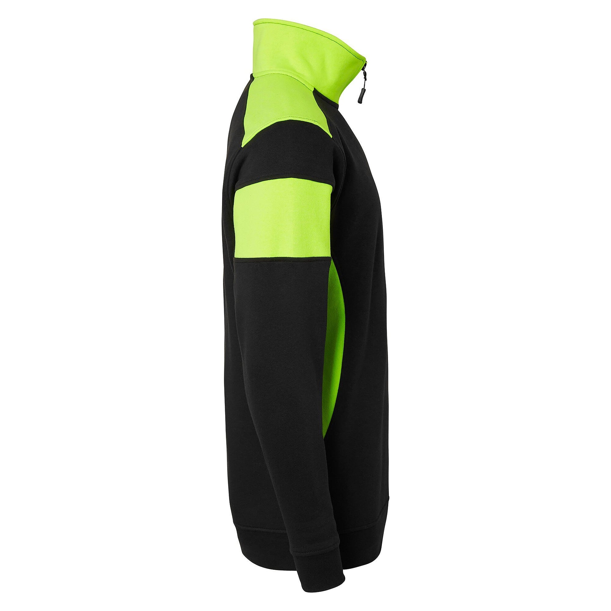Sweat-shirt demi-zip 222 à visibilité améliorée et col zippé, noir/jaune fluo - Top Swede 1000666914